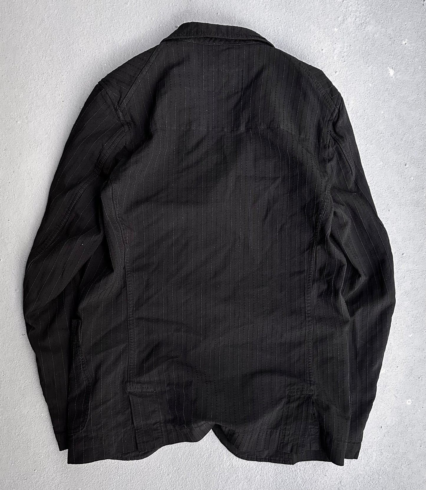 COMME des GARÇONS HOMME DEUX SS19 Black Seersucker Pinstripes Blazer