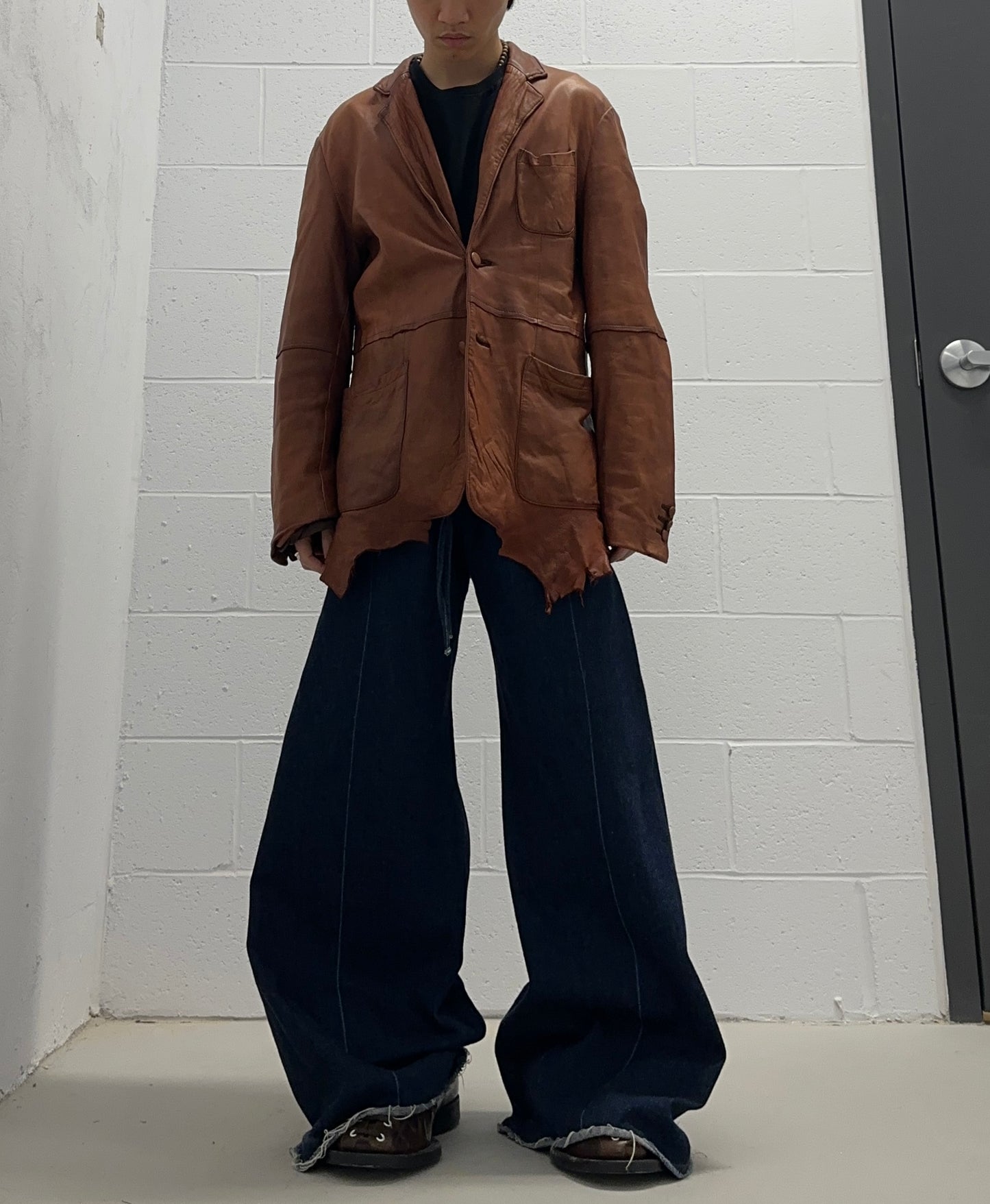 MiharaYasuhiro AW03 Over-dyed Distressed Sheepskin Leather Jacket