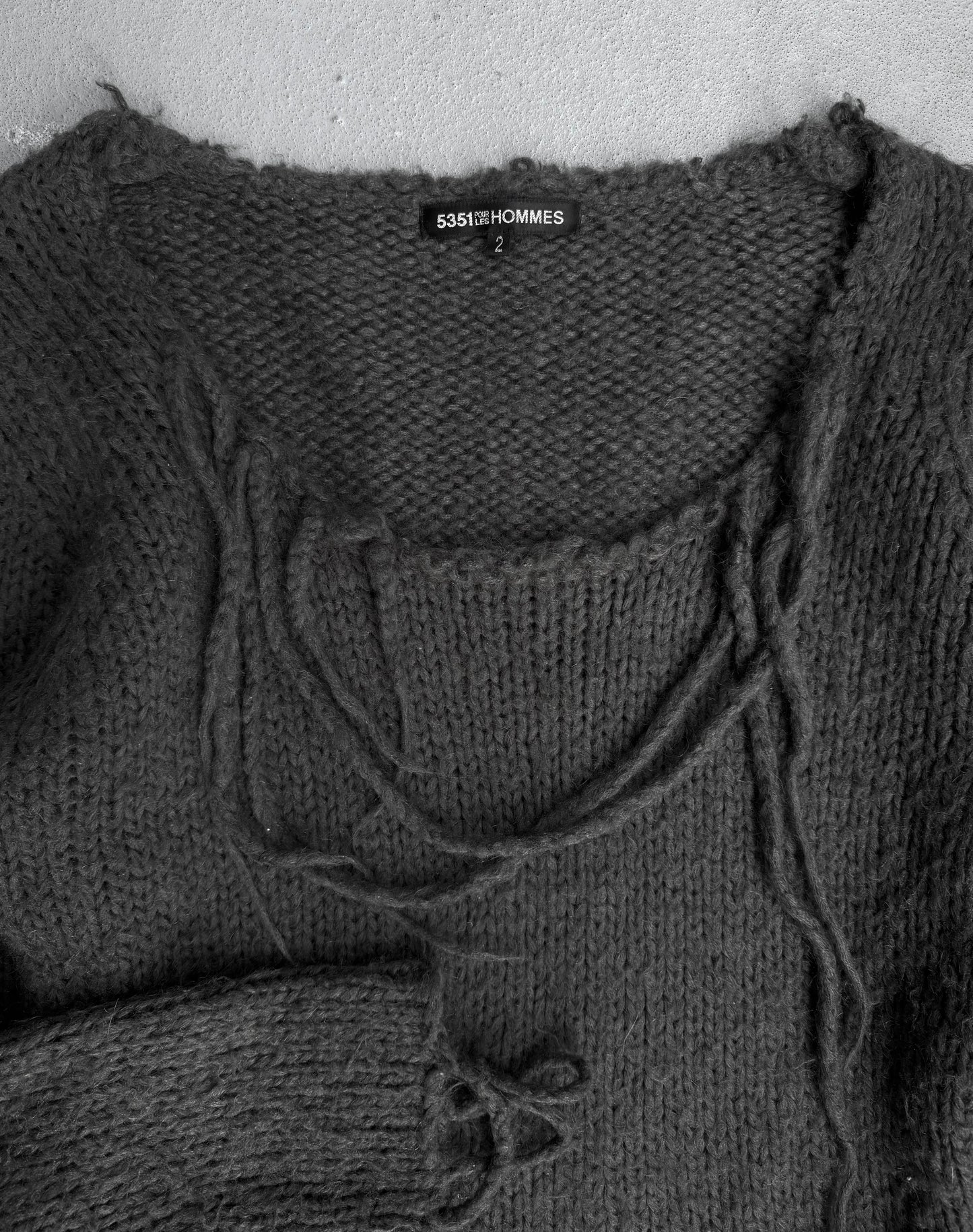 5351 Pour Les Hommes Early 00s Distressed Fringe Knit Sweater