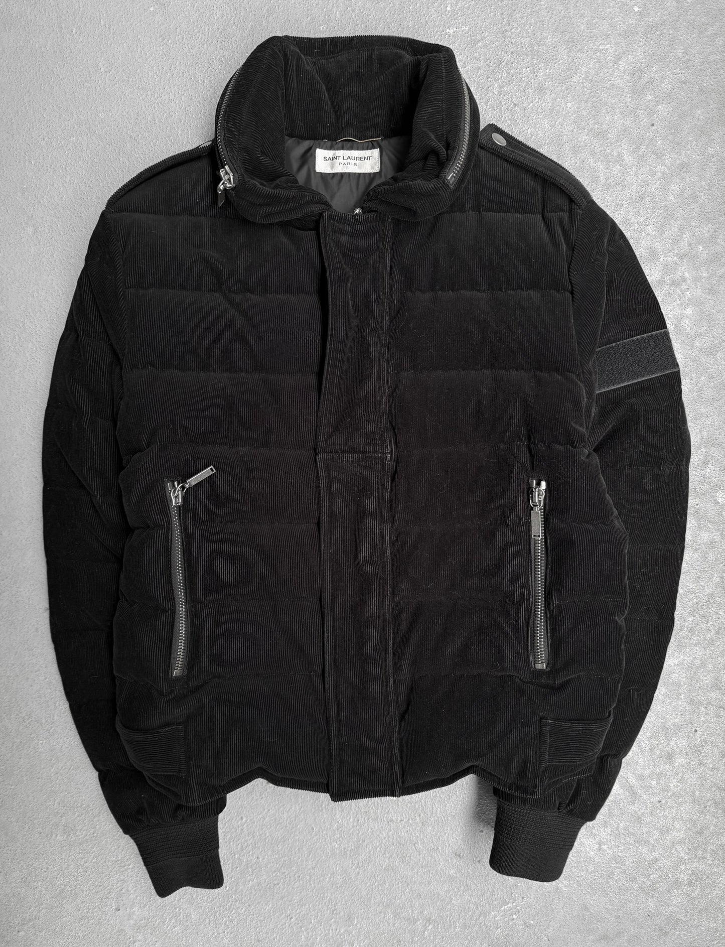 Saint Laurent Paris AW17 'BAD LIEUTENANT' Concealed Hooded Corduroy Puffer Jacket