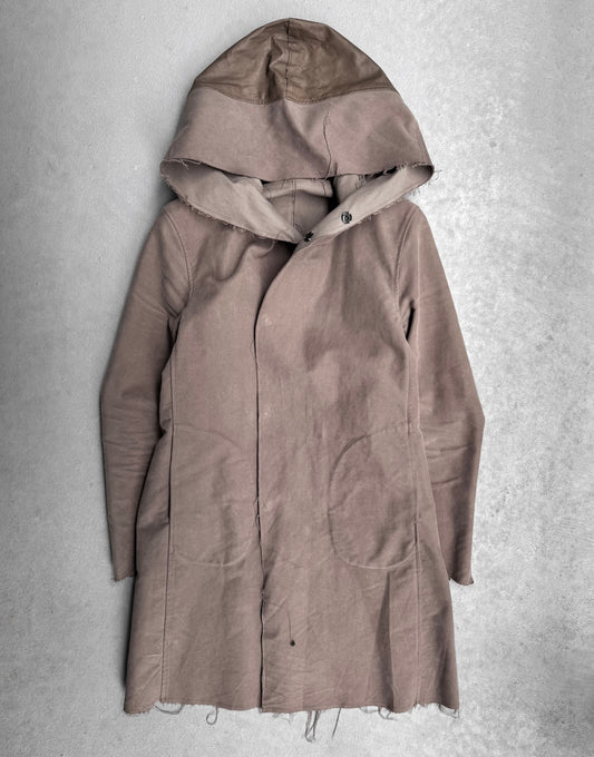 Isamu Katayama “BACKLASH” AW13 Dark Beige Lambskin Hooded Moleskin Coat