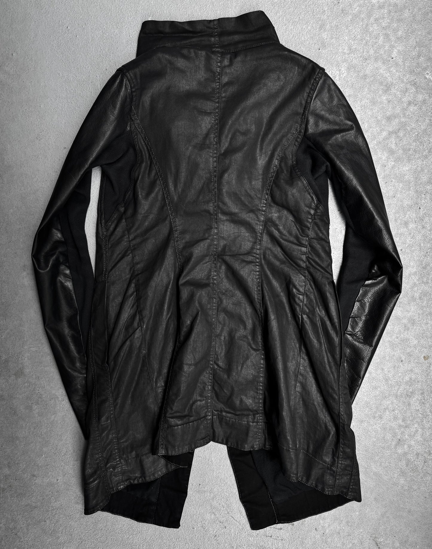 Rick Owens DRKSHDW AW13 "PLINTH" Leather Sleeve Waxed Exploder Jacket