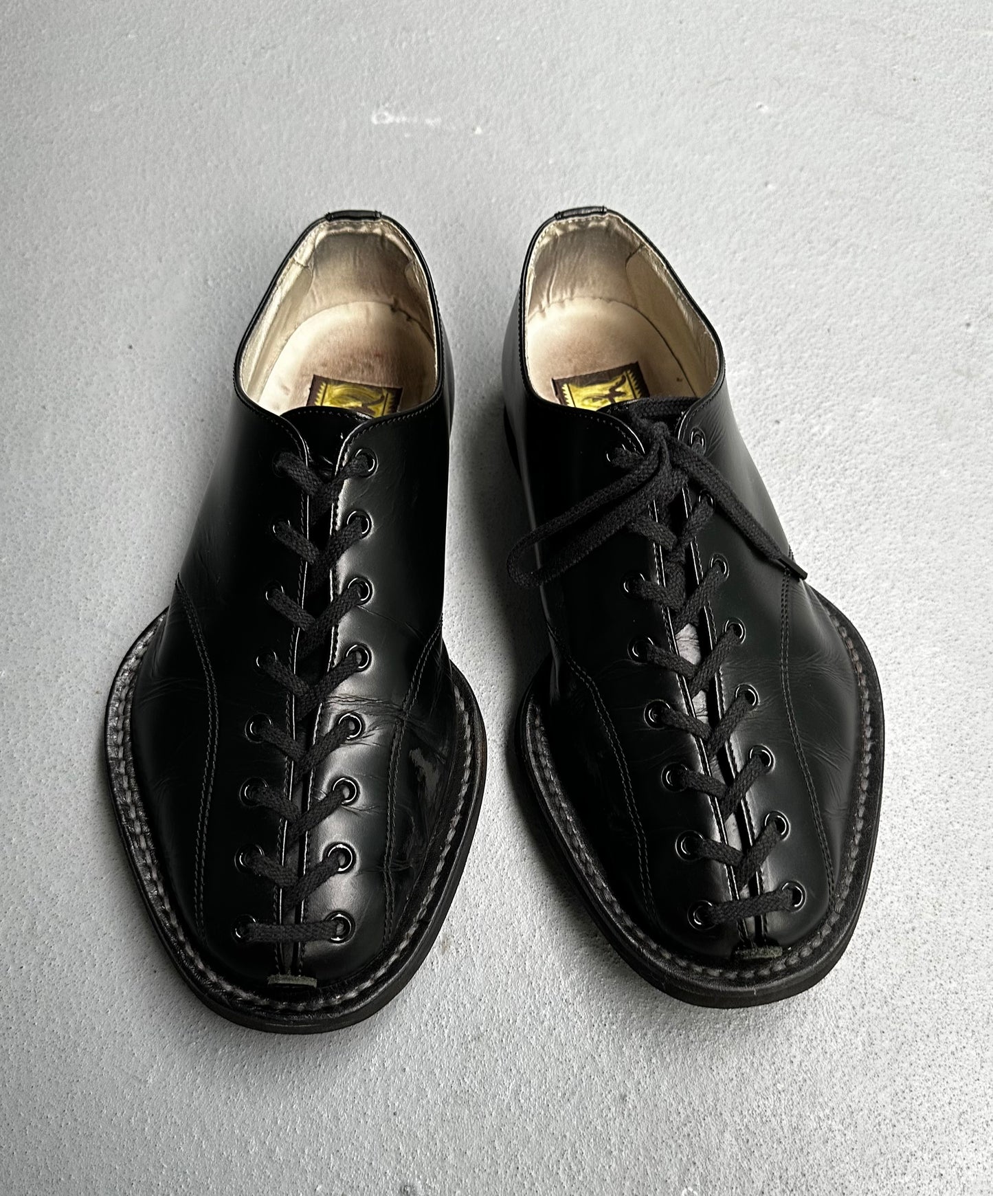 Christopher Nemeth “Linenman” Round Toe Lace-up Black Leather Derbies