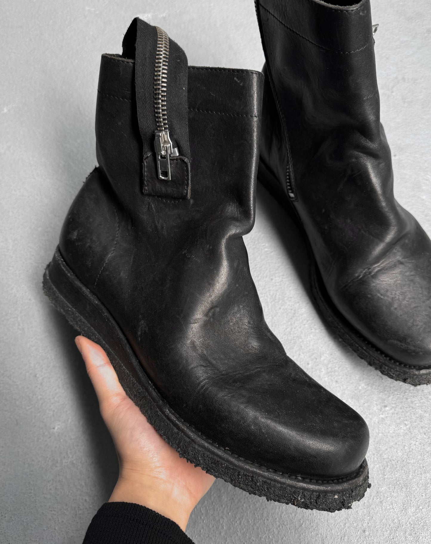 NICOLAS ANDREAS TARALIS Early 00s Leather Engineered Crepe Boots