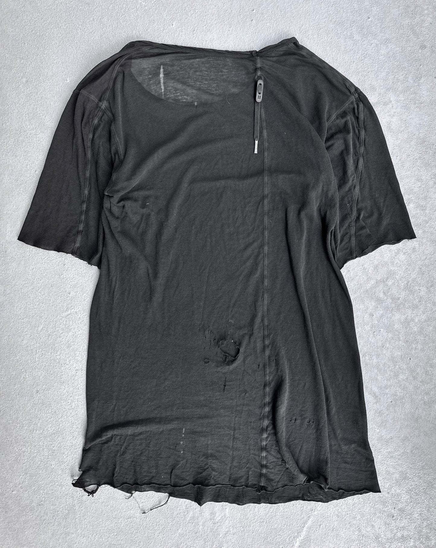 Boris Bidjan Saberi SS16 ‘TS1’ Black Object-dyed Asymmetrical Raw Hem T-shirt
