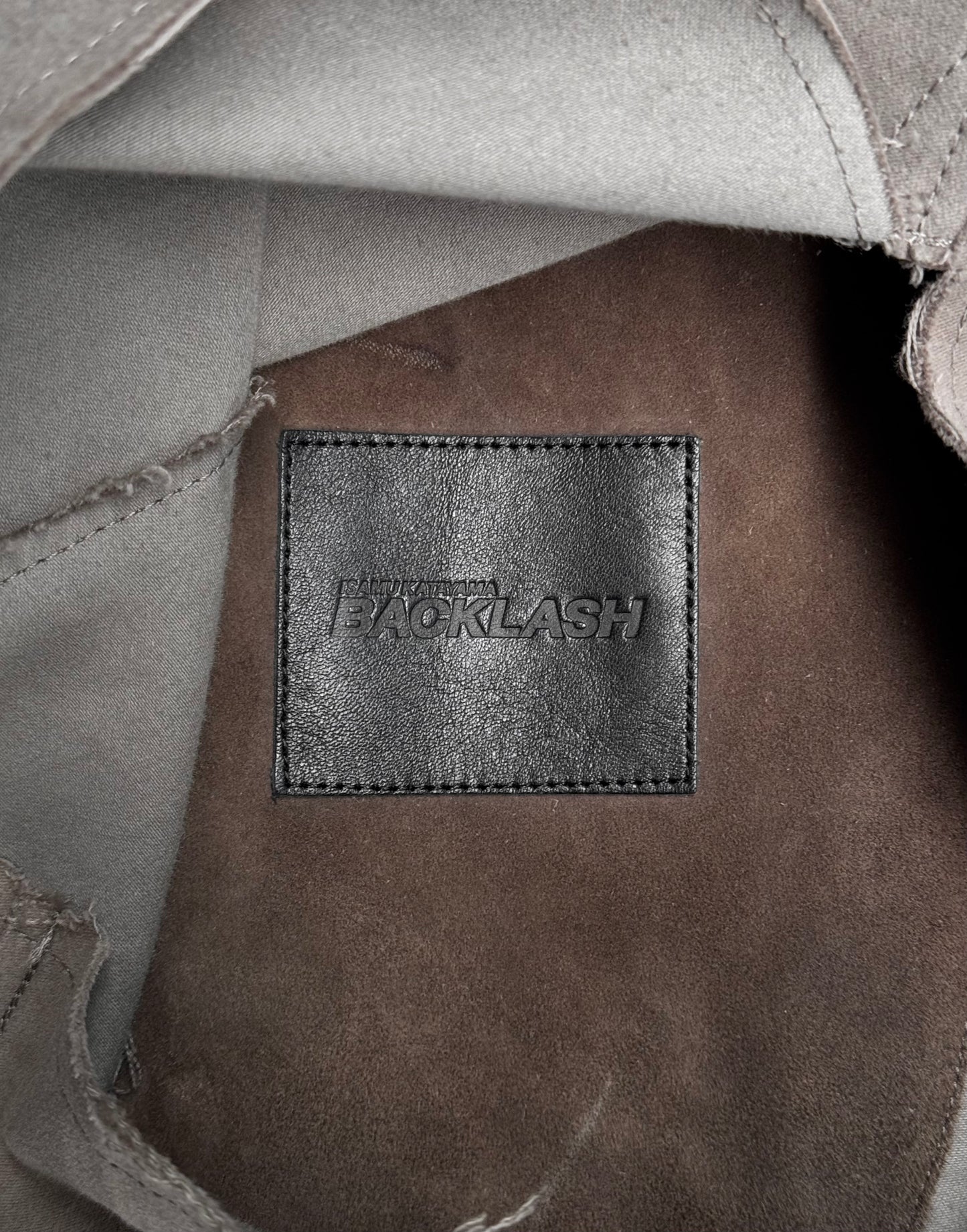 Isamu Katayama “BACKLASH” AW13 Dark Beige Lambskin Hooded Moleskin Coat