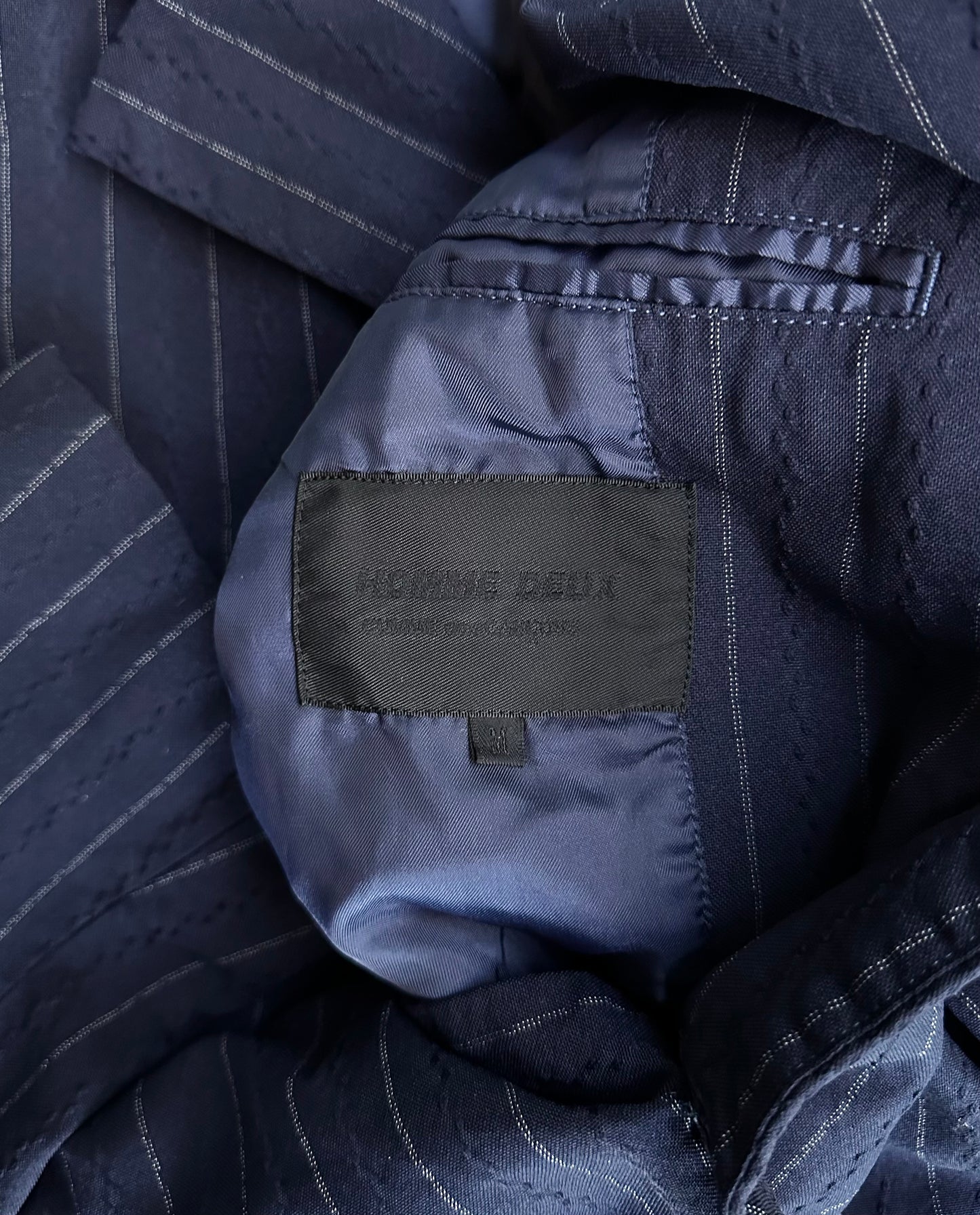 COMME des GARÇONS HOMME DEUX SS19 Navy Seersucker Pinstripes Blazer