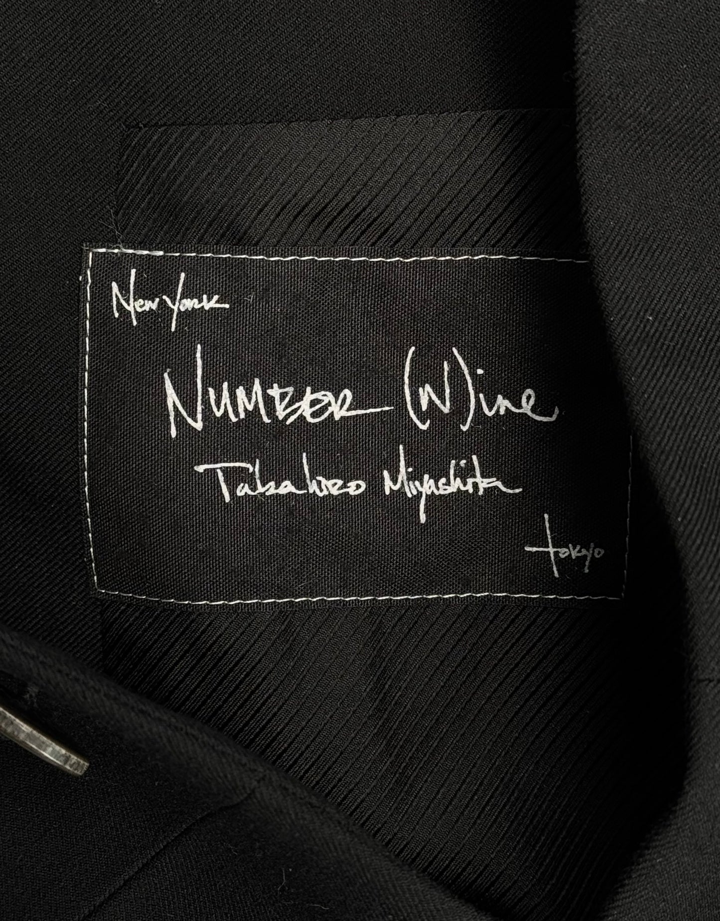 Number (N)ine AW06 “NOIR” Leather Trimmed Argyle Wool Coat