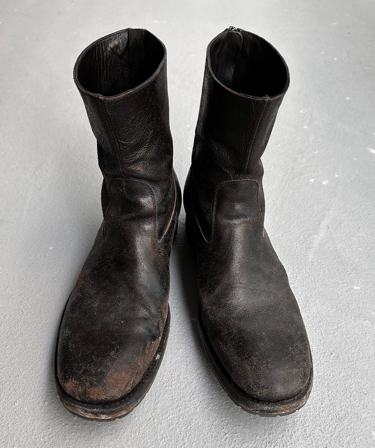 Carpe Diem AW06-07 S21M Reverse Horsehide Leather Back-zip Boots