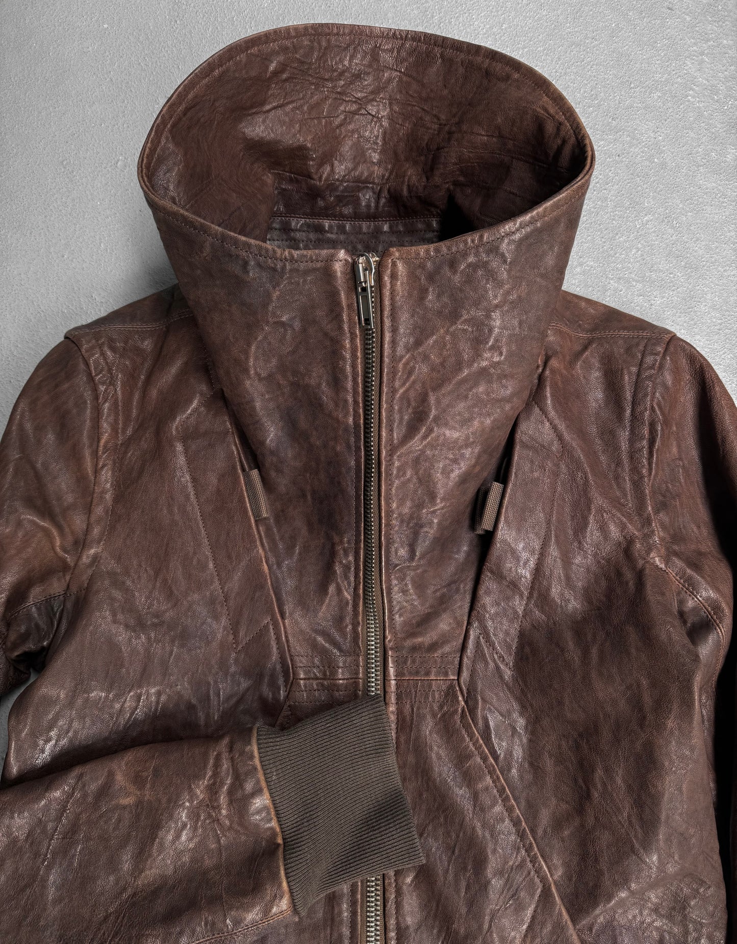 Rick Owens AW09 "CRUST" BITTER Lambskin Leather Velcro Geo Jacket