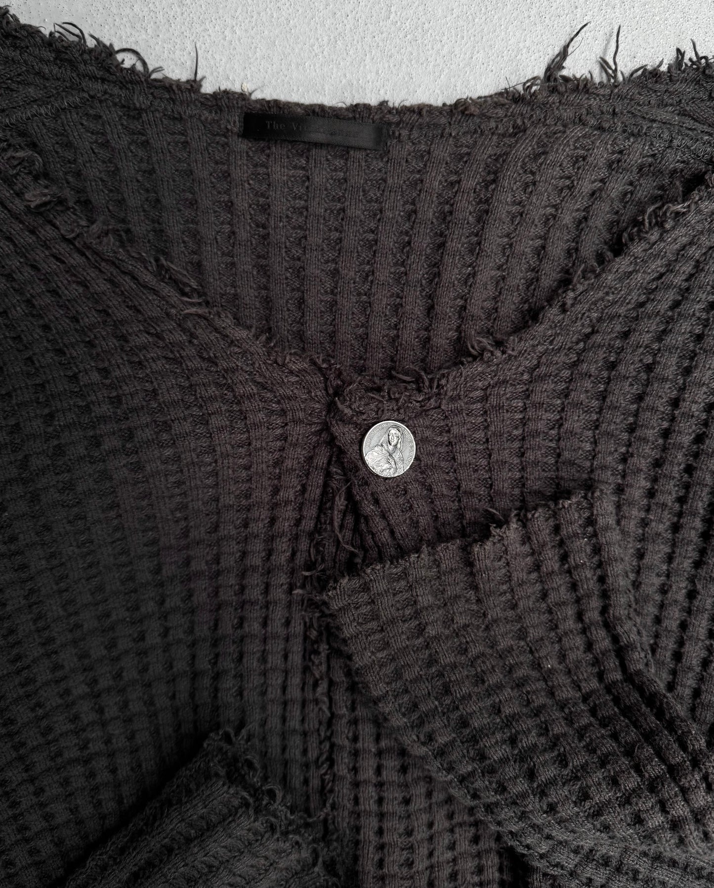 The Viridi-anne AW06 Distressed ‘Virgin Mary’ Oversize Waffle Knit Sweater
