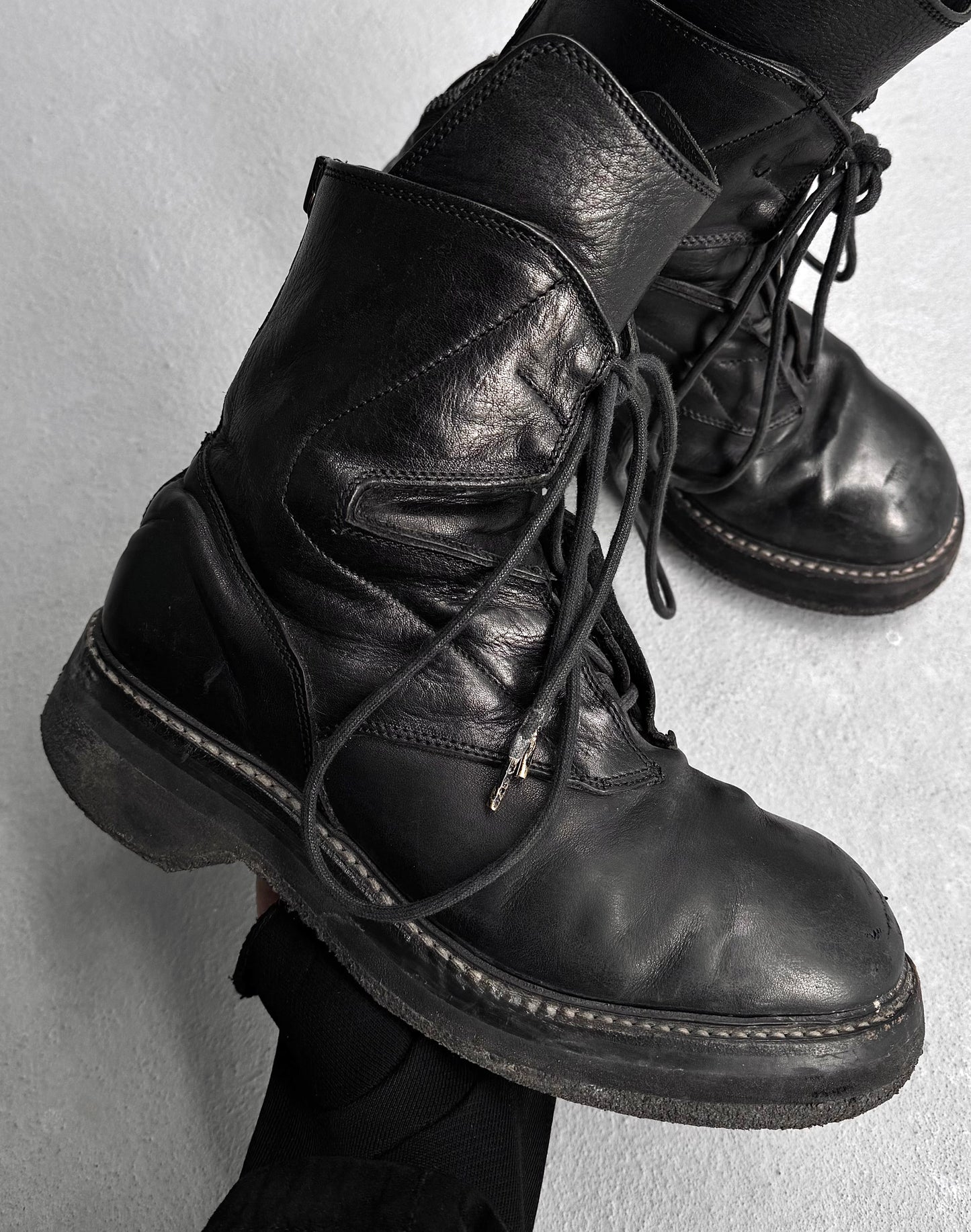 Julius_7 Early 00s Black Leather “Edge” Combat Boots