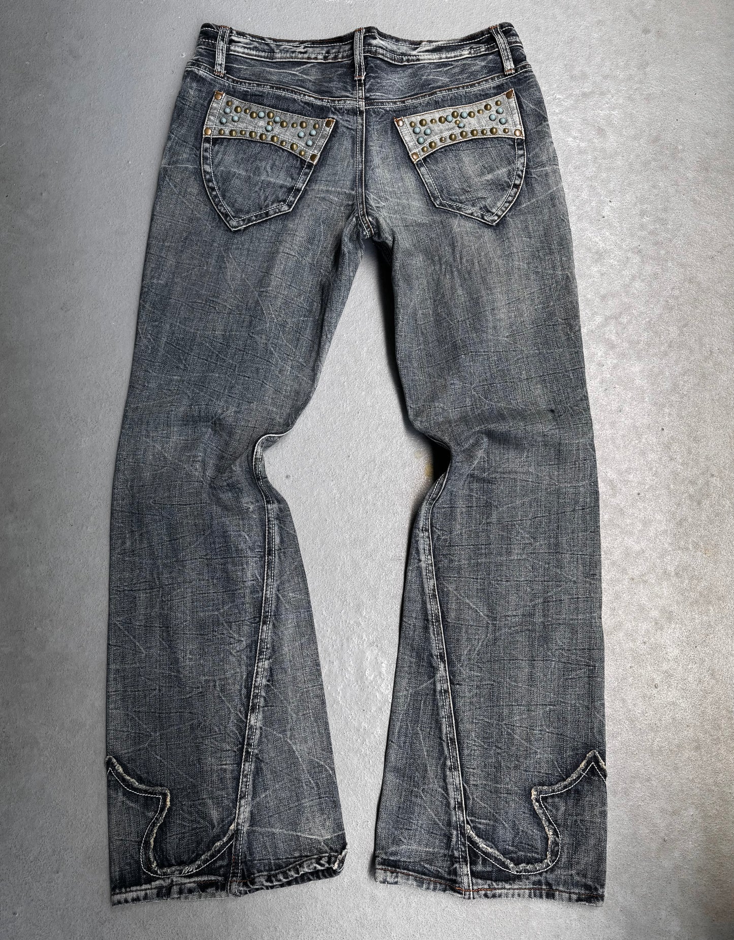 SemanticDesign Early 00s Slashed Bootcut Flare Denim