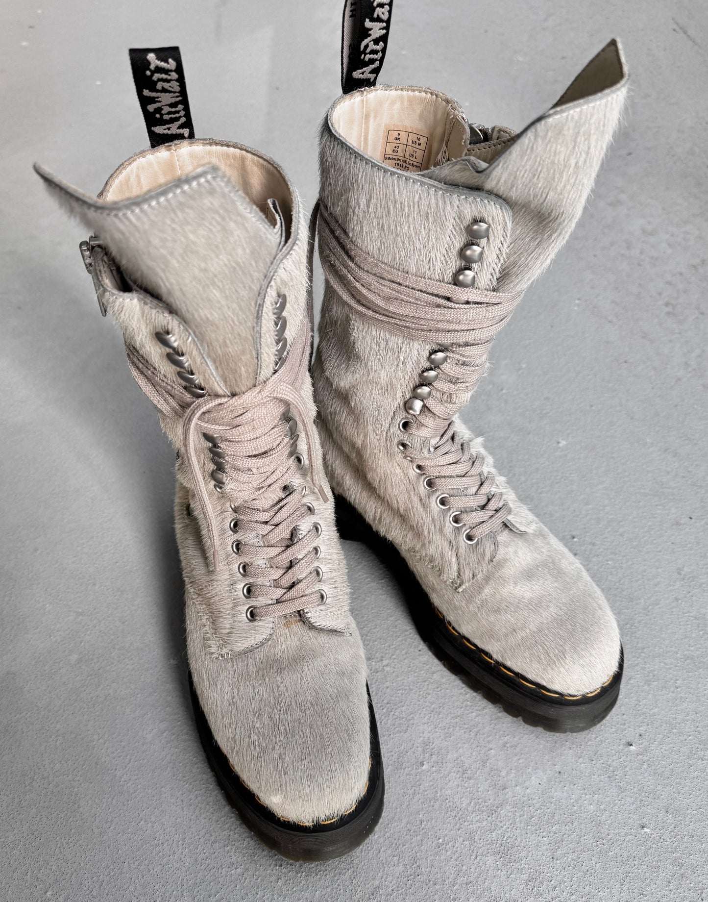 Rick Owens x Dr. Martens AW22 “STROBE” 1918 Pony Hair Lace-up Boots