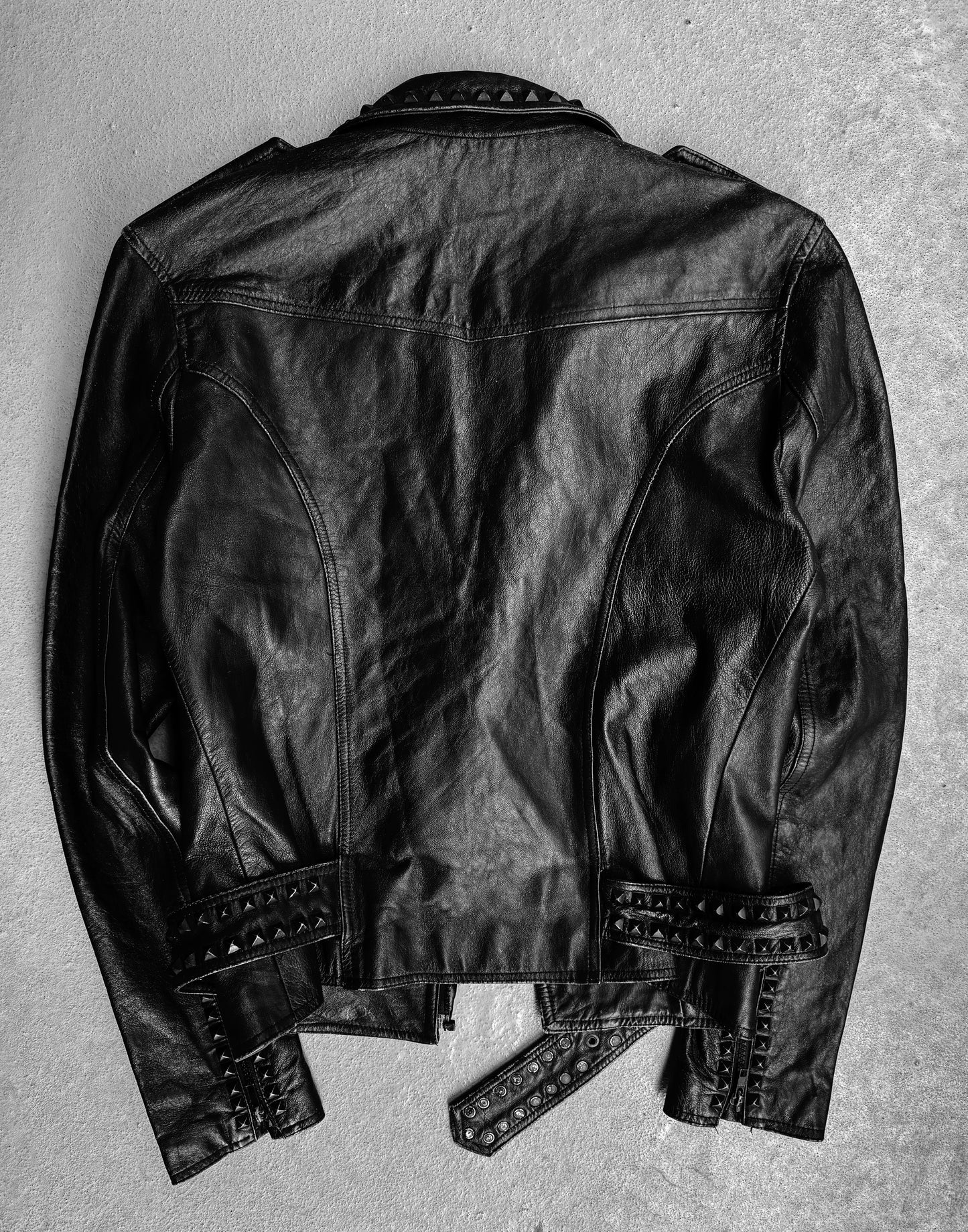 Neil Barrett Early 00s Punk Studded Sheepskin Leather Perfecto Jacket