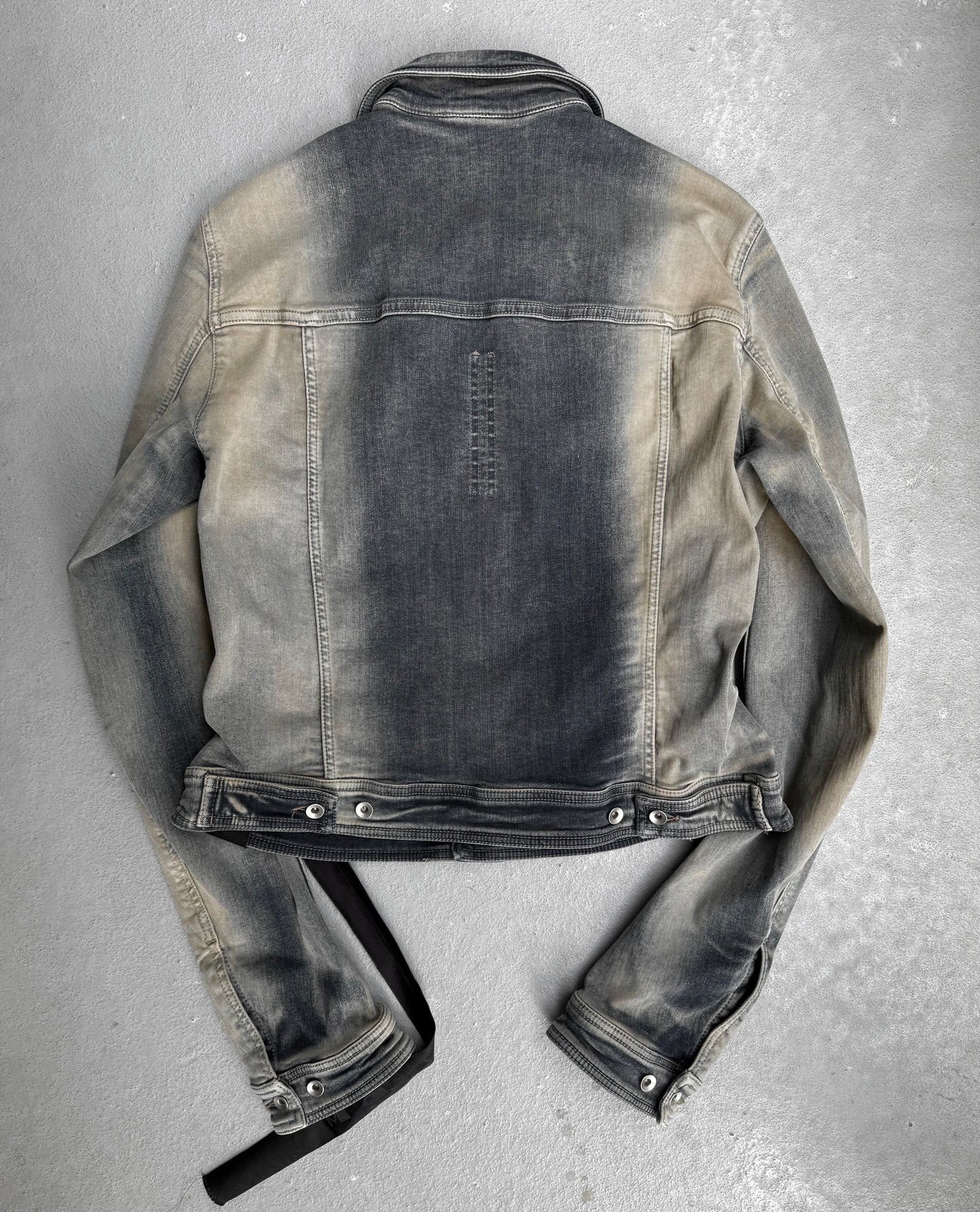 Rick Owens DRKSHDW SS23 "EDFU" MINERAL PEARL DEGRADE Cropped Denim Jacket