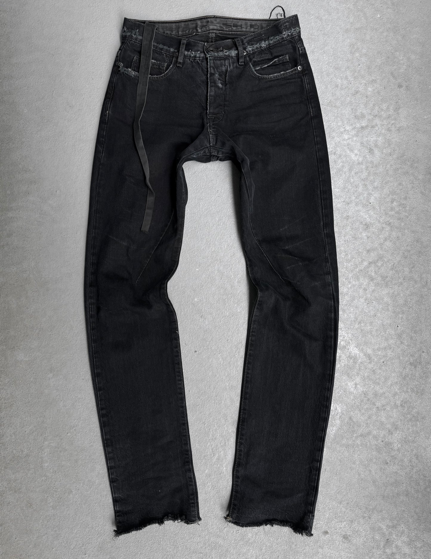 Rick Owens DRKSHDW AW07 “EXPLODER” Distressed Black ‘Detroit Cut’ Skinny Denim