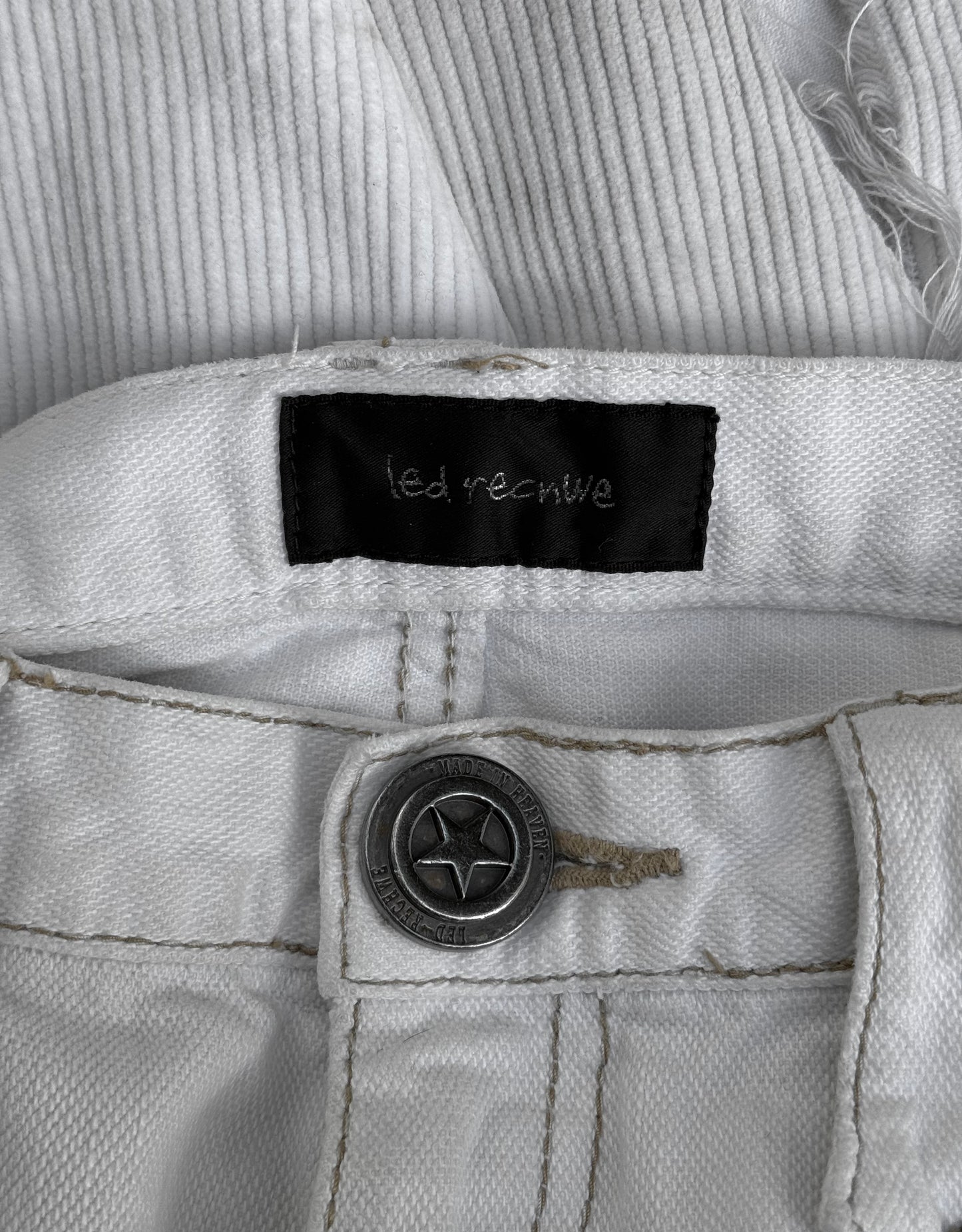 LED RECHWE Early 00s Ivory Hybrid Corduroy Bell-Bottom Denim