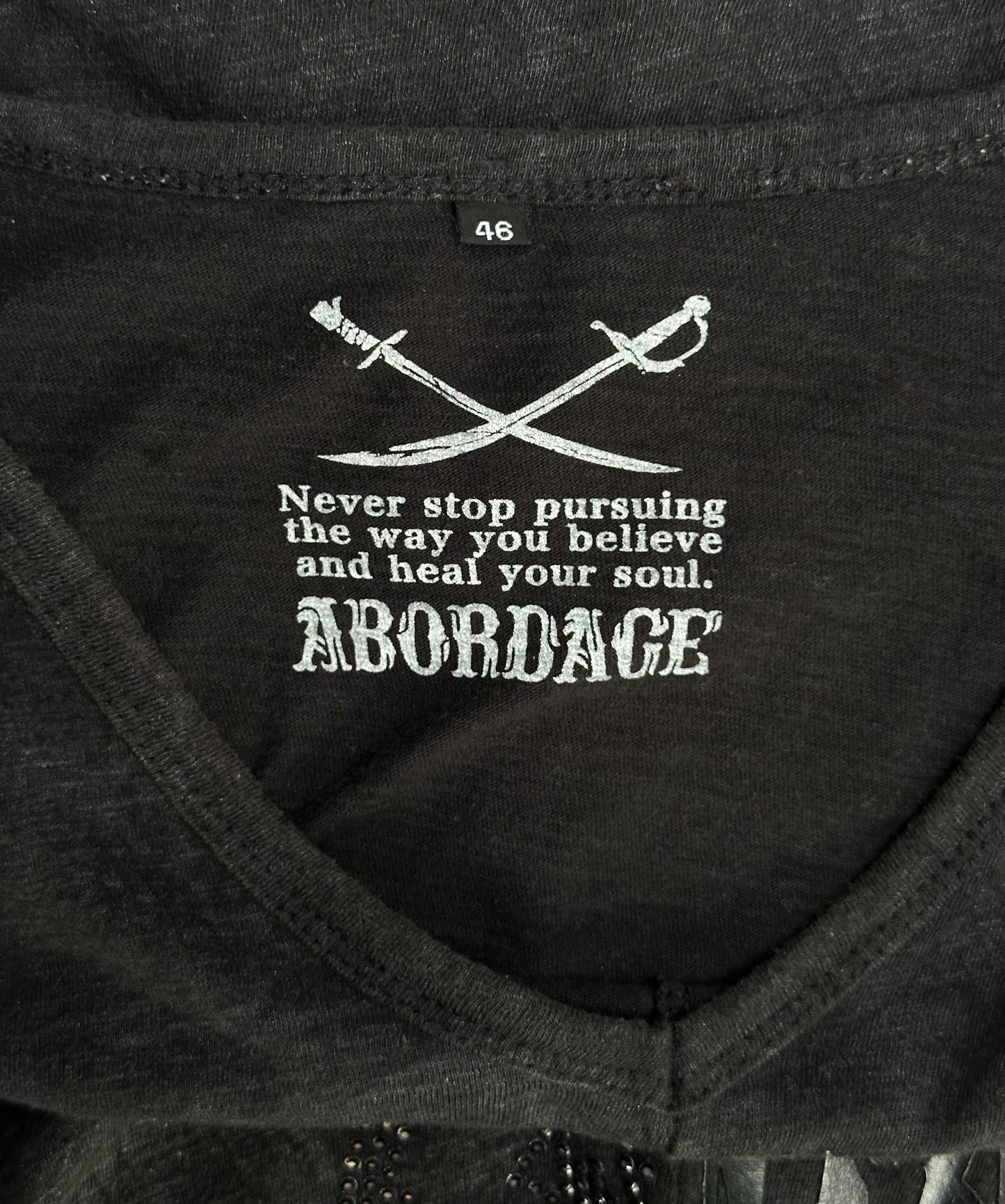 ABORDAGE Early 00s Skull Embellished Logo Hybrid Graphic Long-sleeve