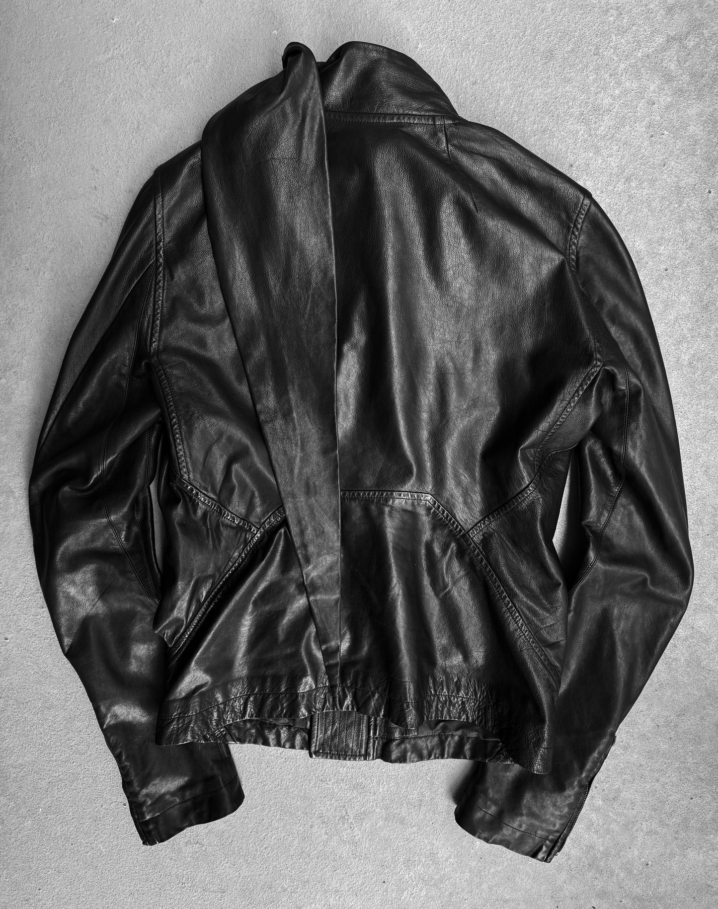 Rick Owens SS11 “ANTHEM” Light Calfskin Leather Scarf Collar Jacket