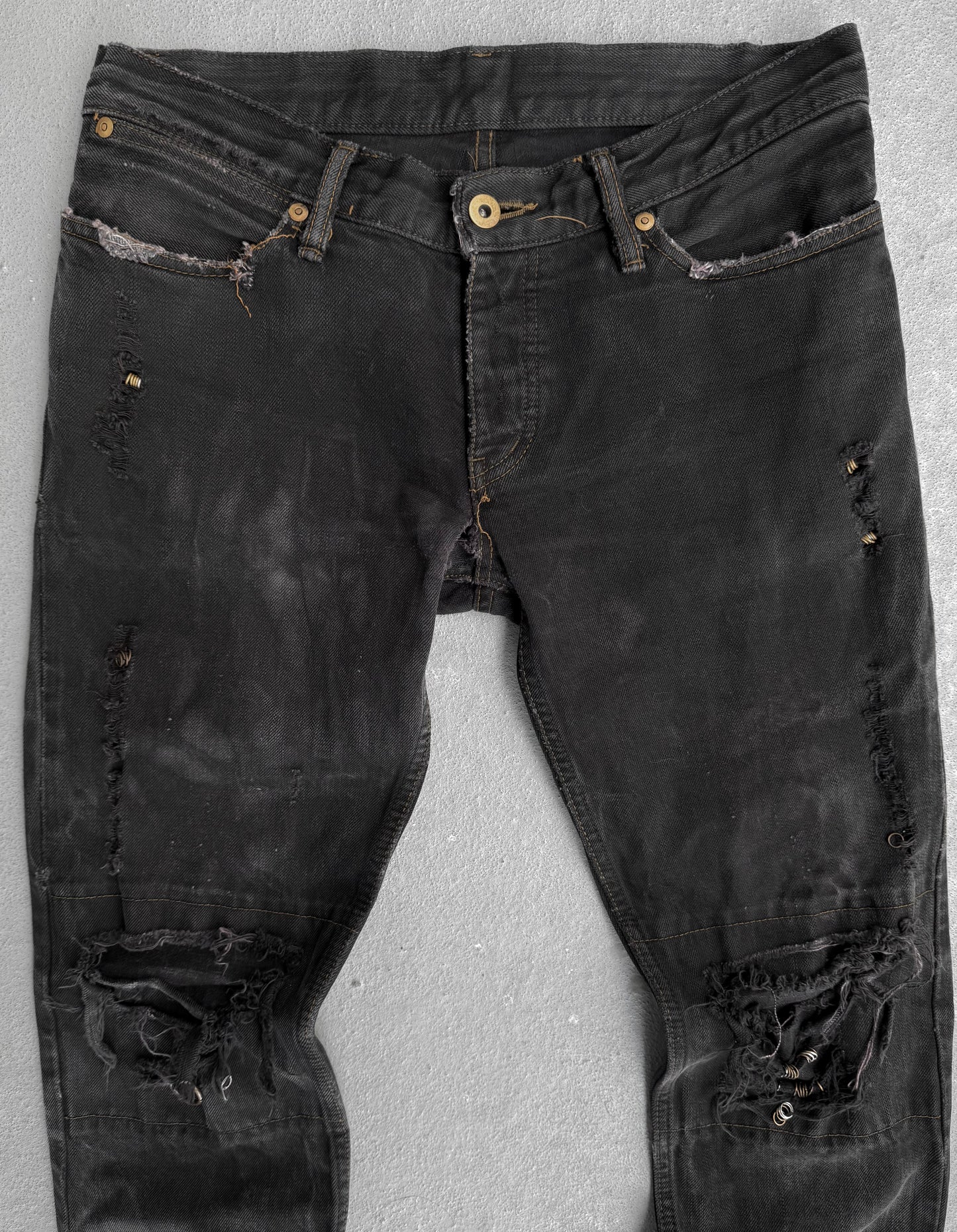 IfSixWasNine Early 00s 'NO. MUD MAX/SBCM 0305ADK' Distressed Flared Denim