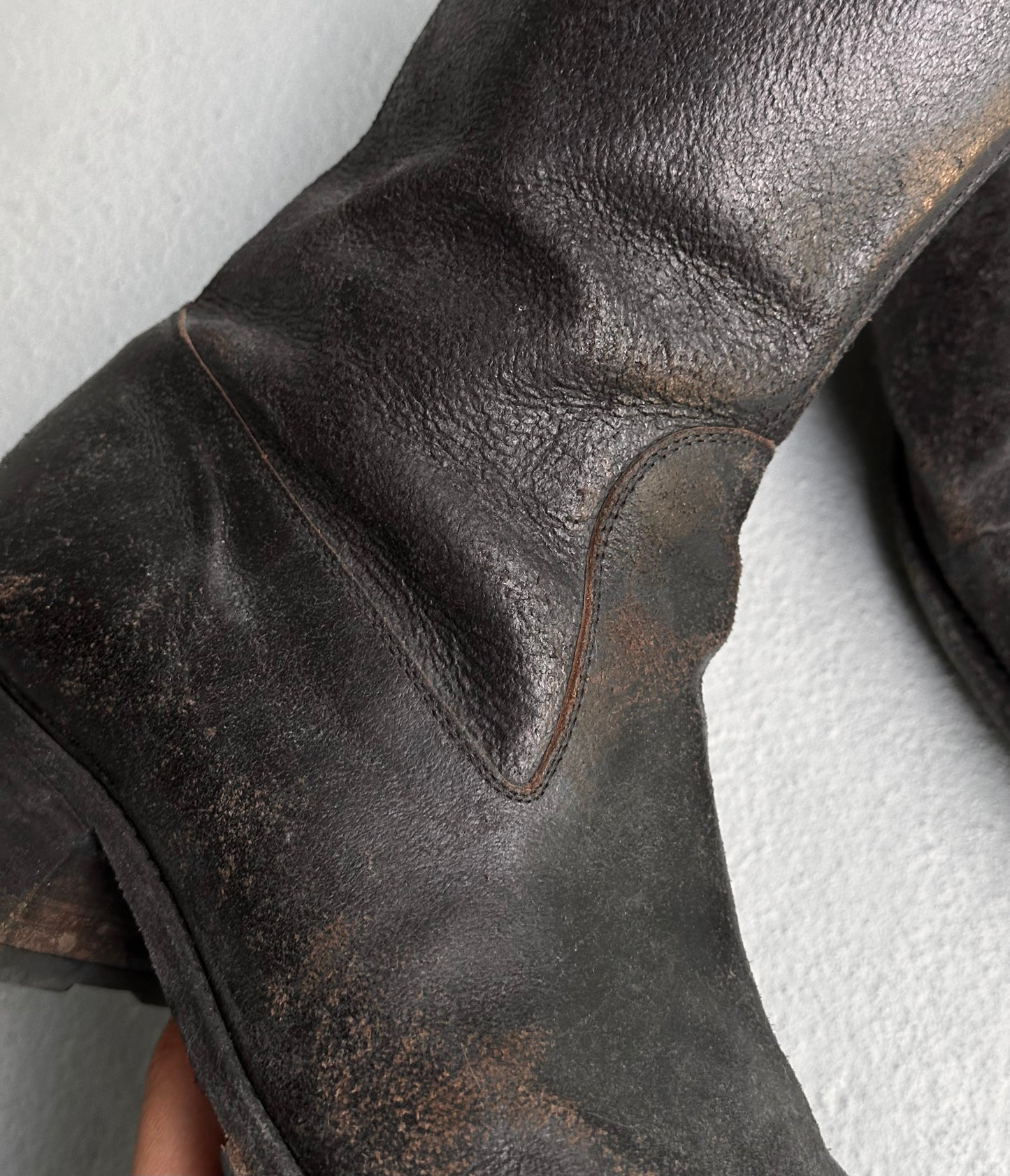 Carpe Diem AW06-07 S21M Reverse Horsehide Leather Back-zip Boots