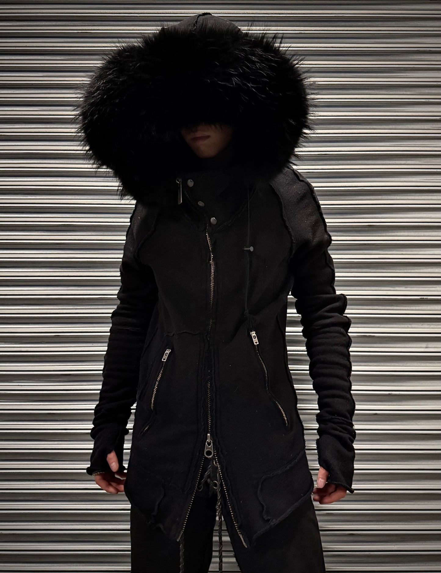 L.G.B. Early 00s Raccoon Fur Bono Zip-up Hoodie