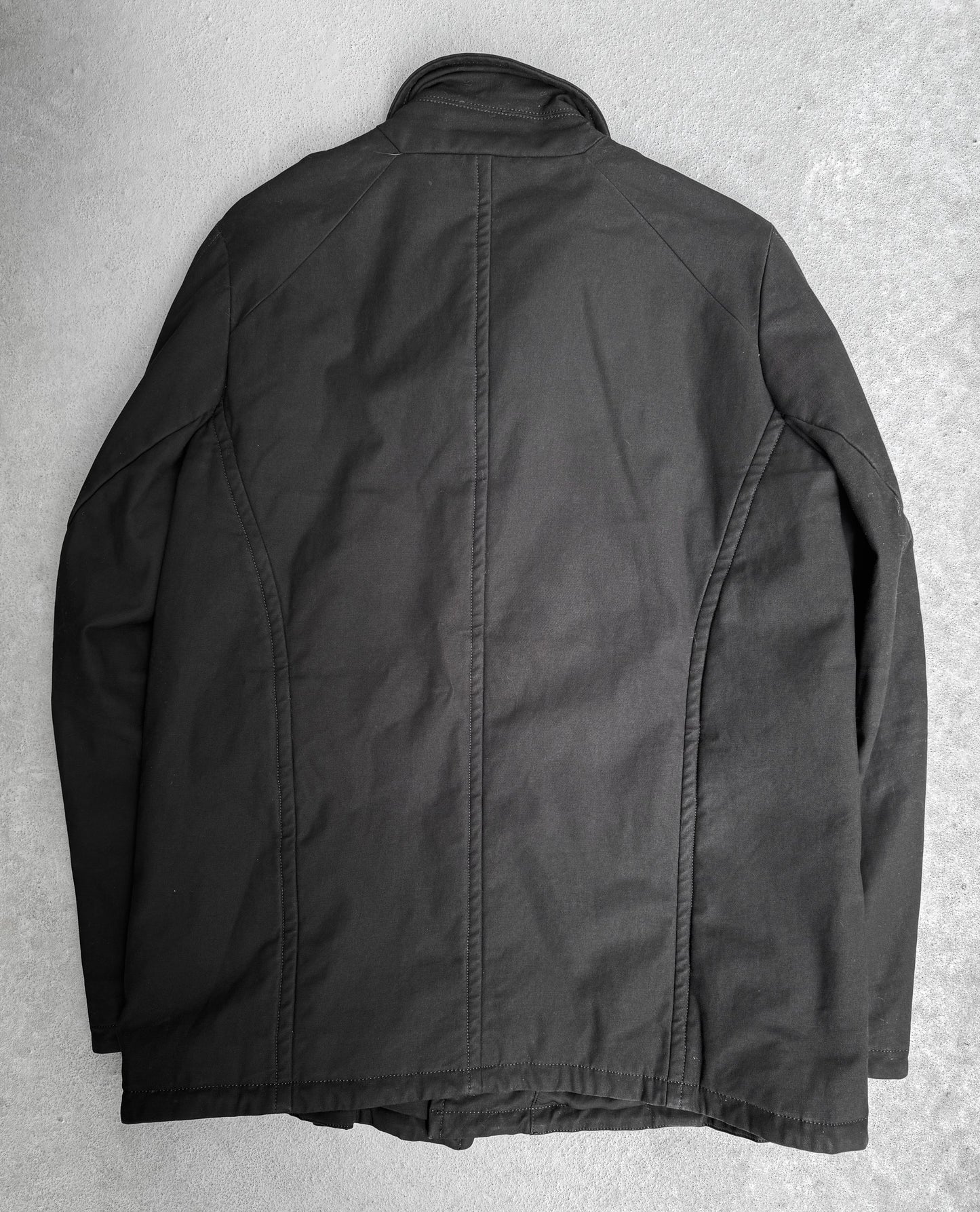 Julius_7 AW16-17 "beast;" Padded Asymmetric Zip Cotton High Neck Jacket