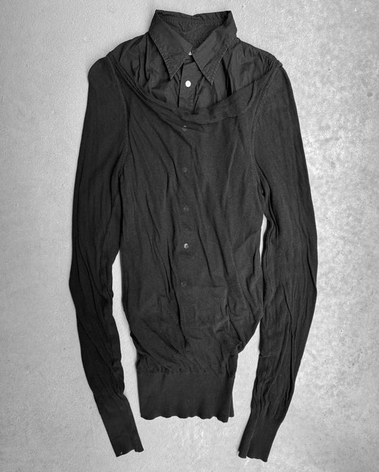 MiharaYasuhiro Early 00s Wool Knit Layered Button-up Shirt