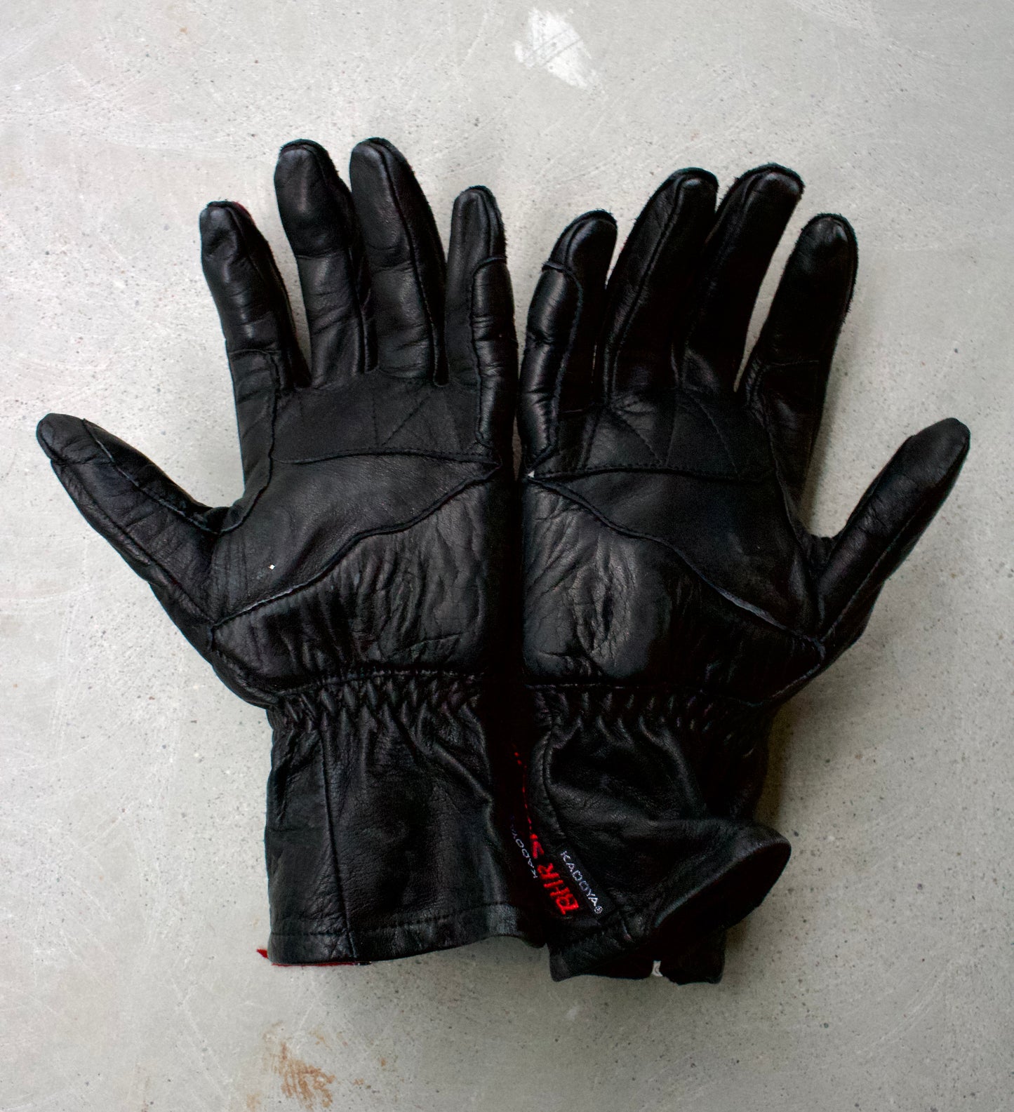 KADOYA Early 00s BHR-SPEED 1 Black/Red Stripes Leather Motorcycle Gloves
