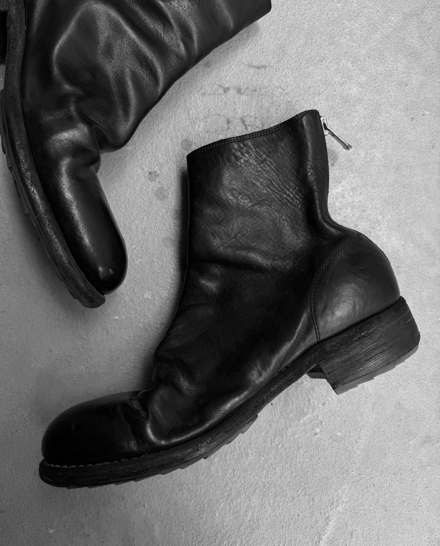 GUIDI ‘986’ Full-grain Horse Leather Back Zip Ankle Boots