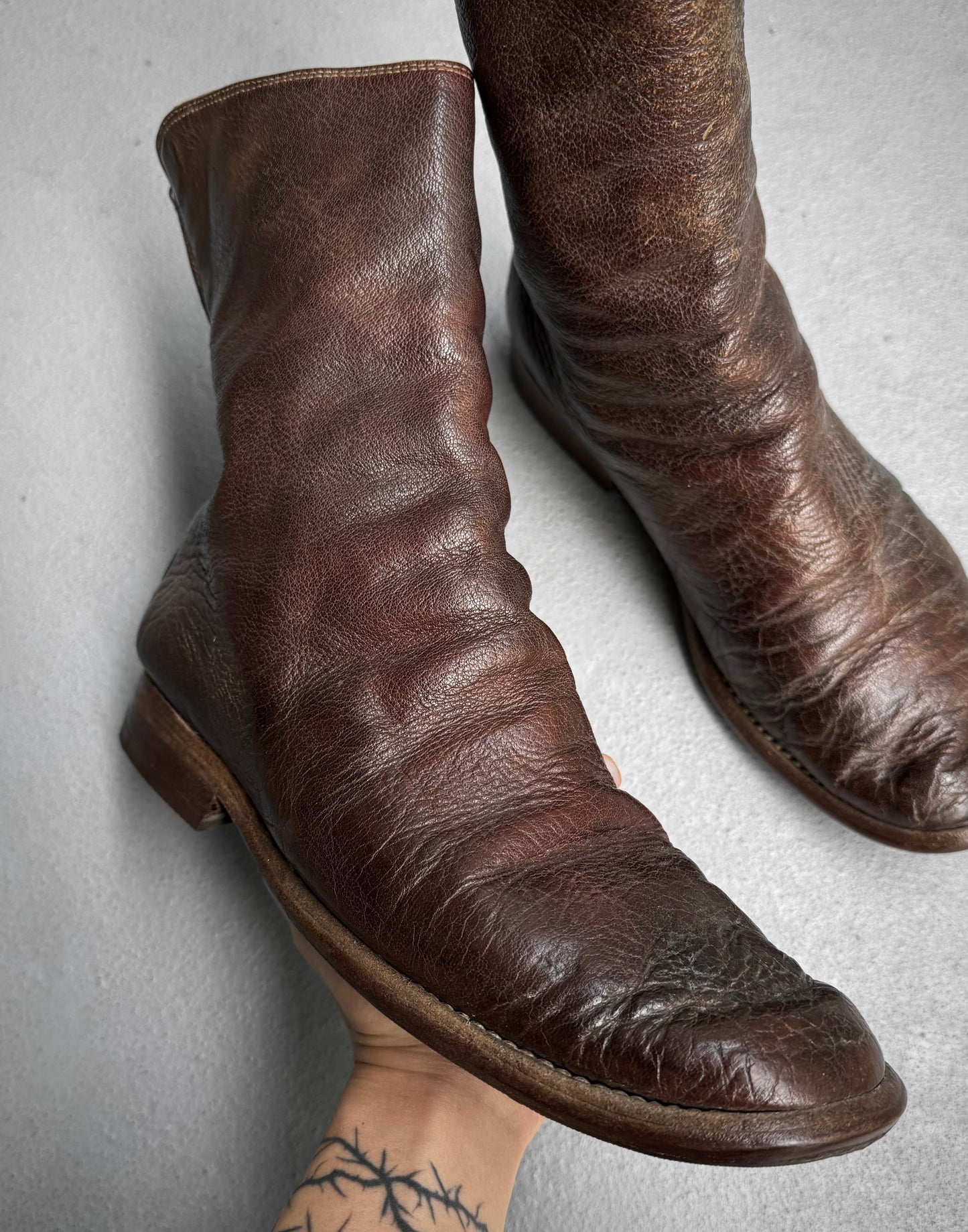 GUIDI Early 00s ‘986’ Donkey Leather Back-zip Boots