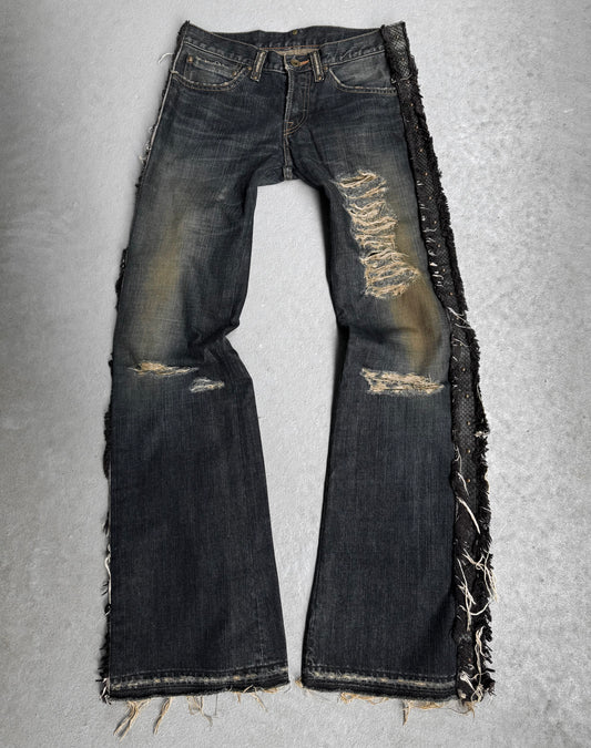 LED RECHWE Early 00s Python Skin Western Frayed Flare Denim