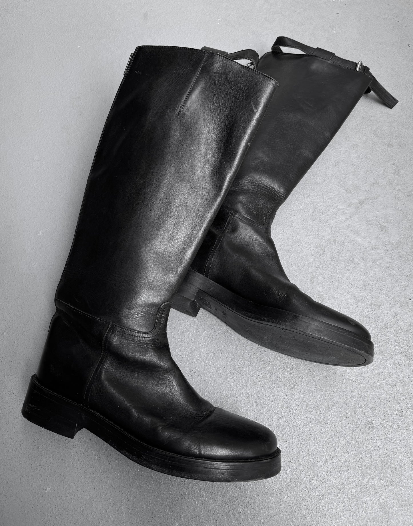 Ann Demeulemeester AW04 Knee-high ‘Tucson Nero’ Horse Riding Leather Boots