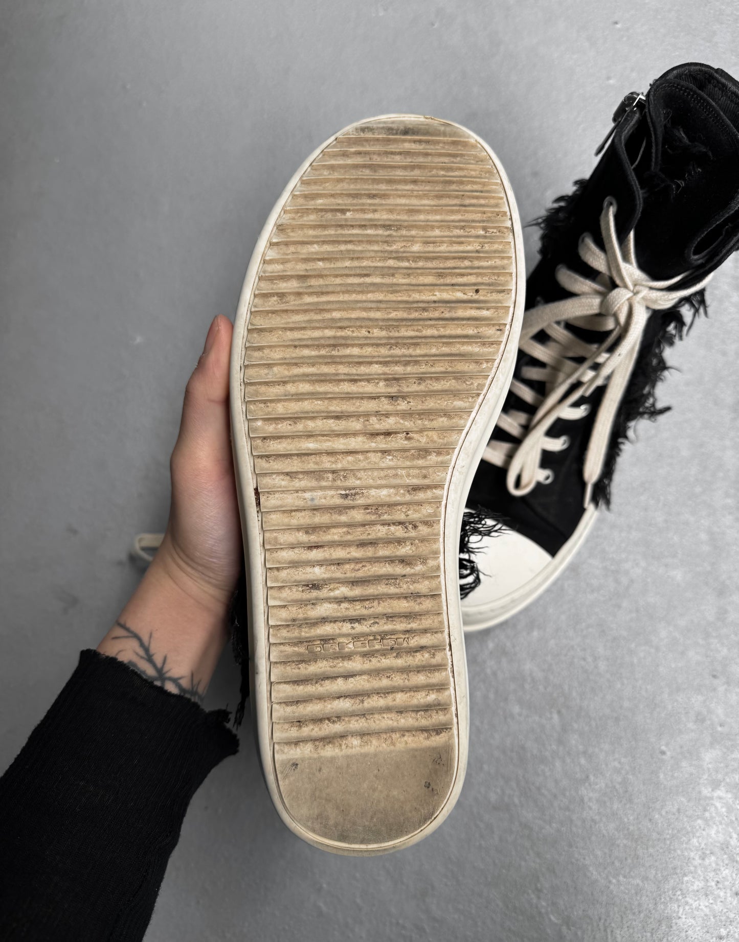 Rick Owens DRKSHDW SS22 “FOGACHINE” Slashed Canvas Ramones Sneakers