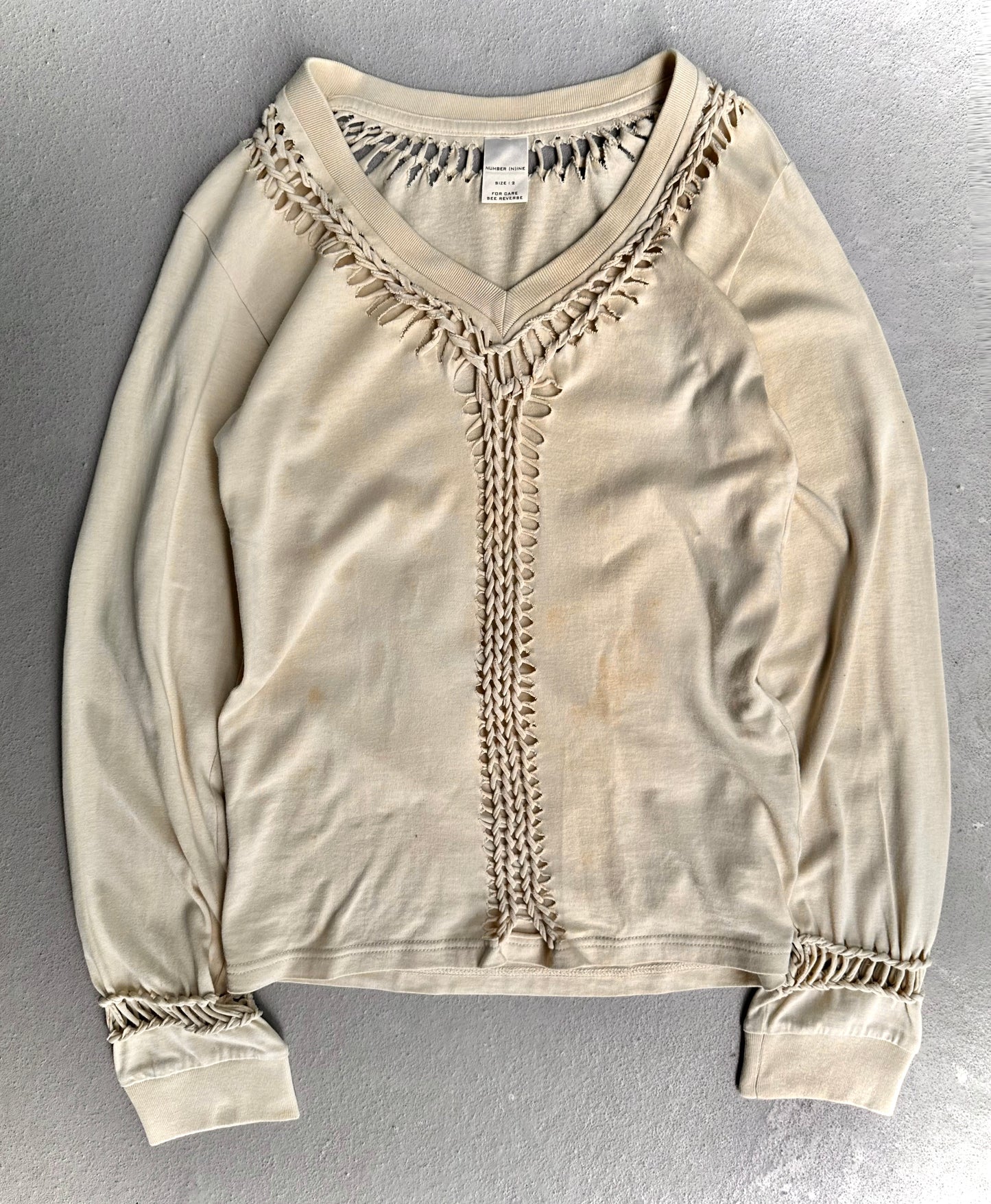 Number (N)ine SS07 “About a Boy”Braided Cut-out Nude Long-sleeves