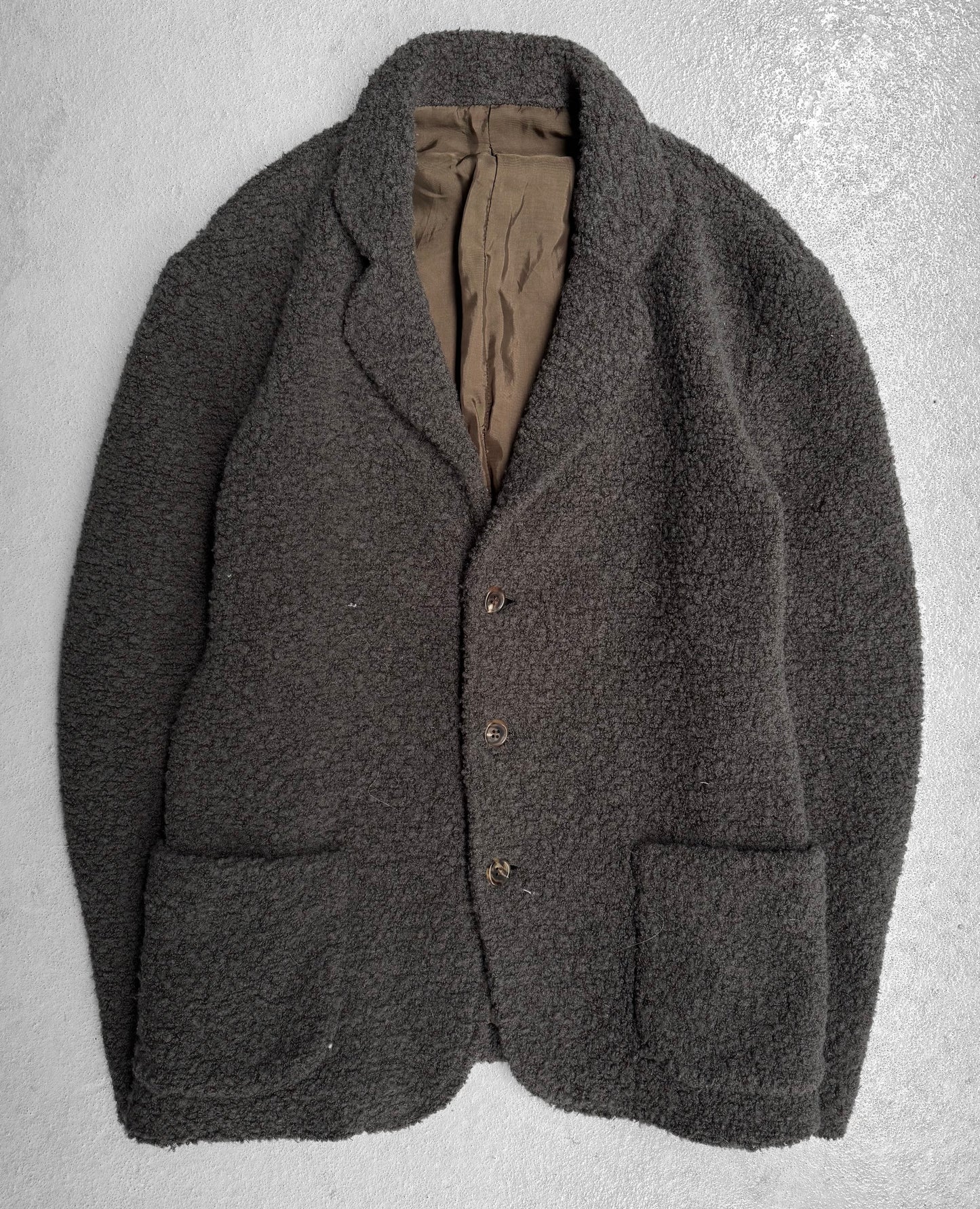 UNDERCOVER AW01 “D.A.V.F” Khaki Teddy Fleece Wool Blazer
