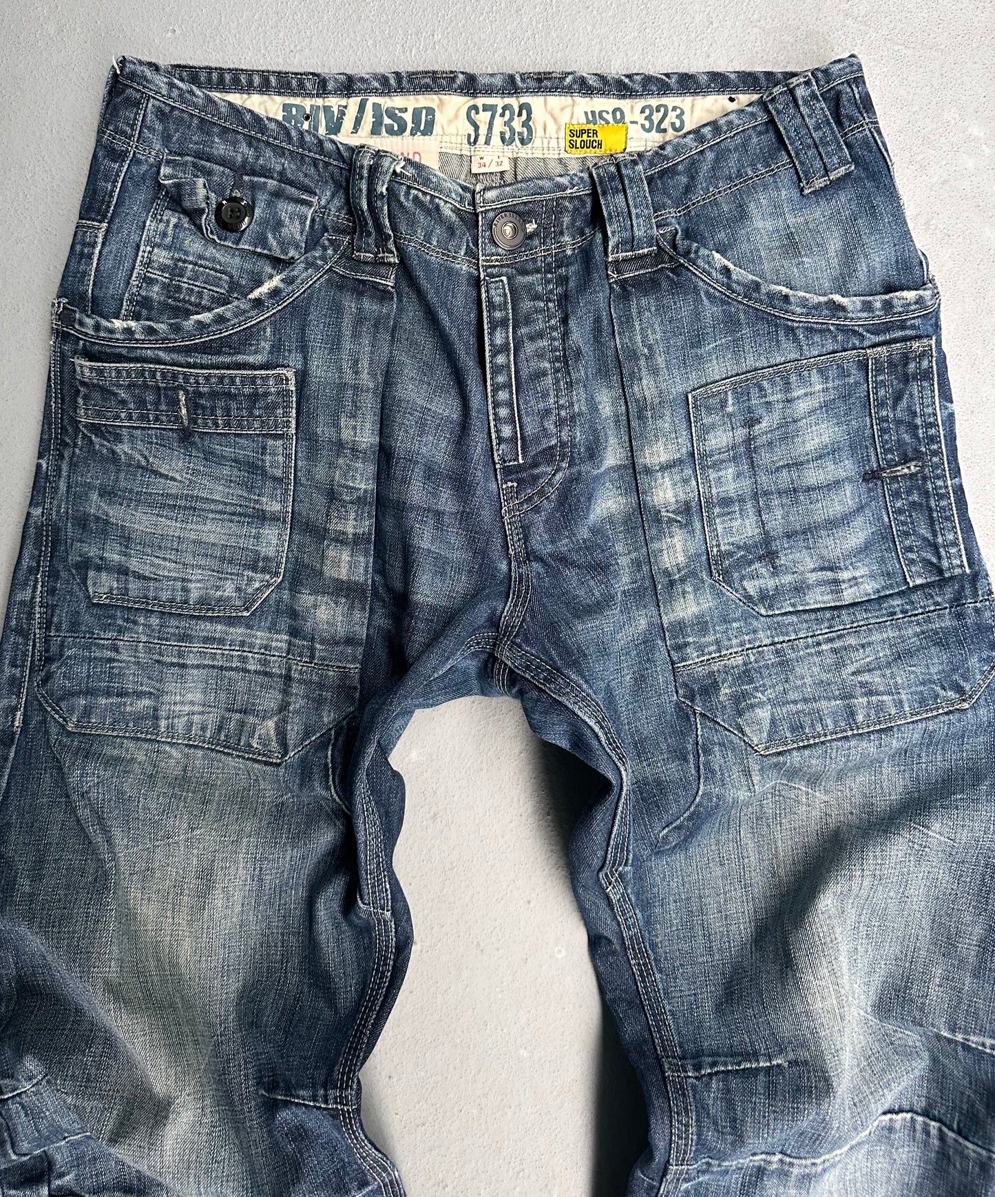 River Island Early 00s Articulated Utility-Pockets Denim