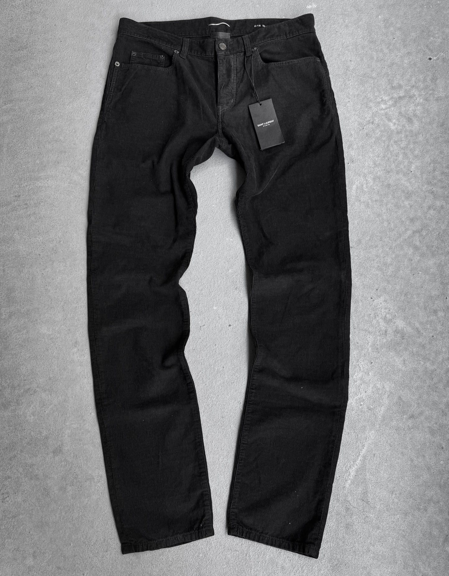 Saint Laurent Paris SS22 Black Corduroy “D18” Slim Bootcut Pants