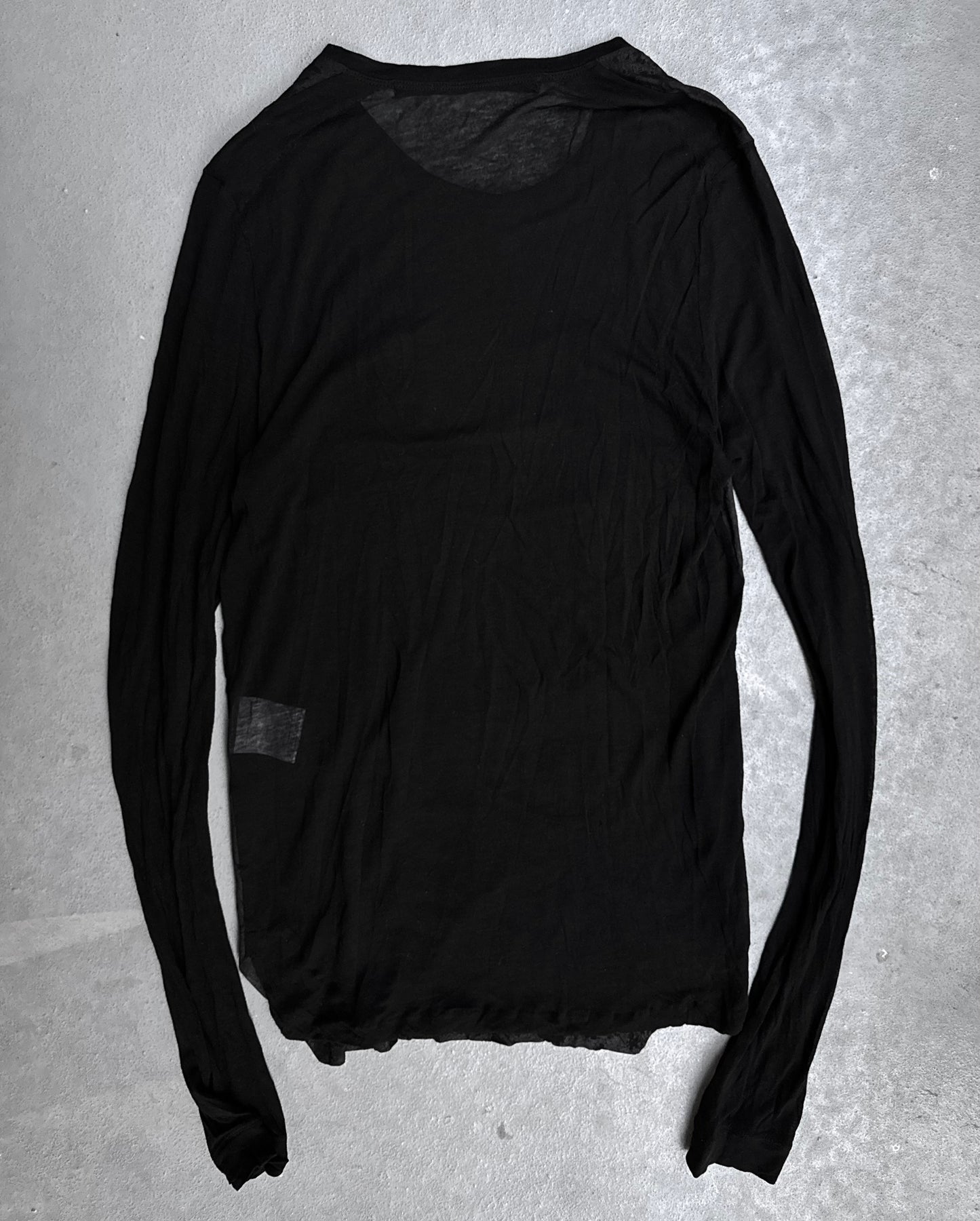 Julius_7 AW15-16 "sphere;" Sheer Black Graphic Long-Sleeves