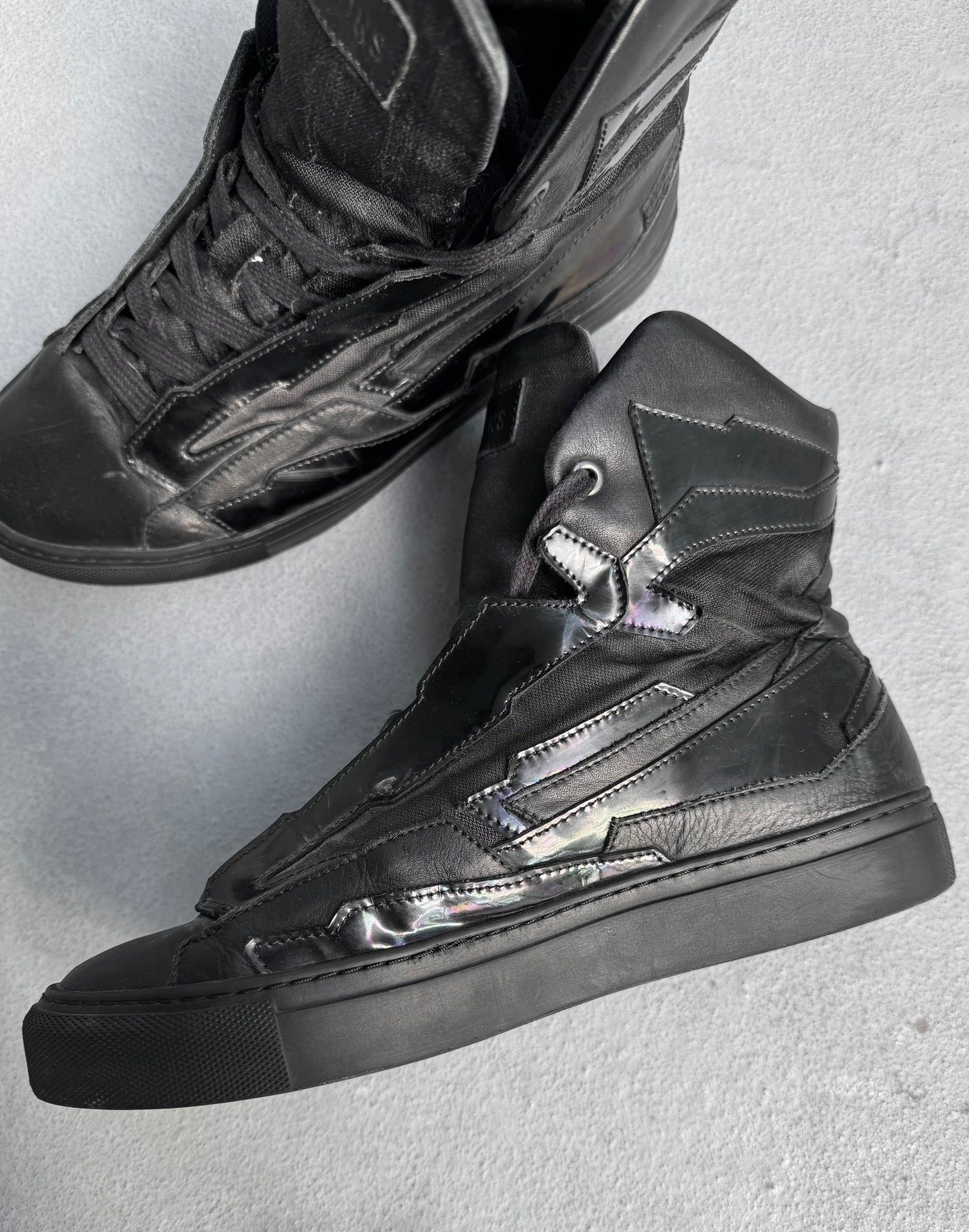RAF SIMONS SS13 Black Holographic High-top Sneakers