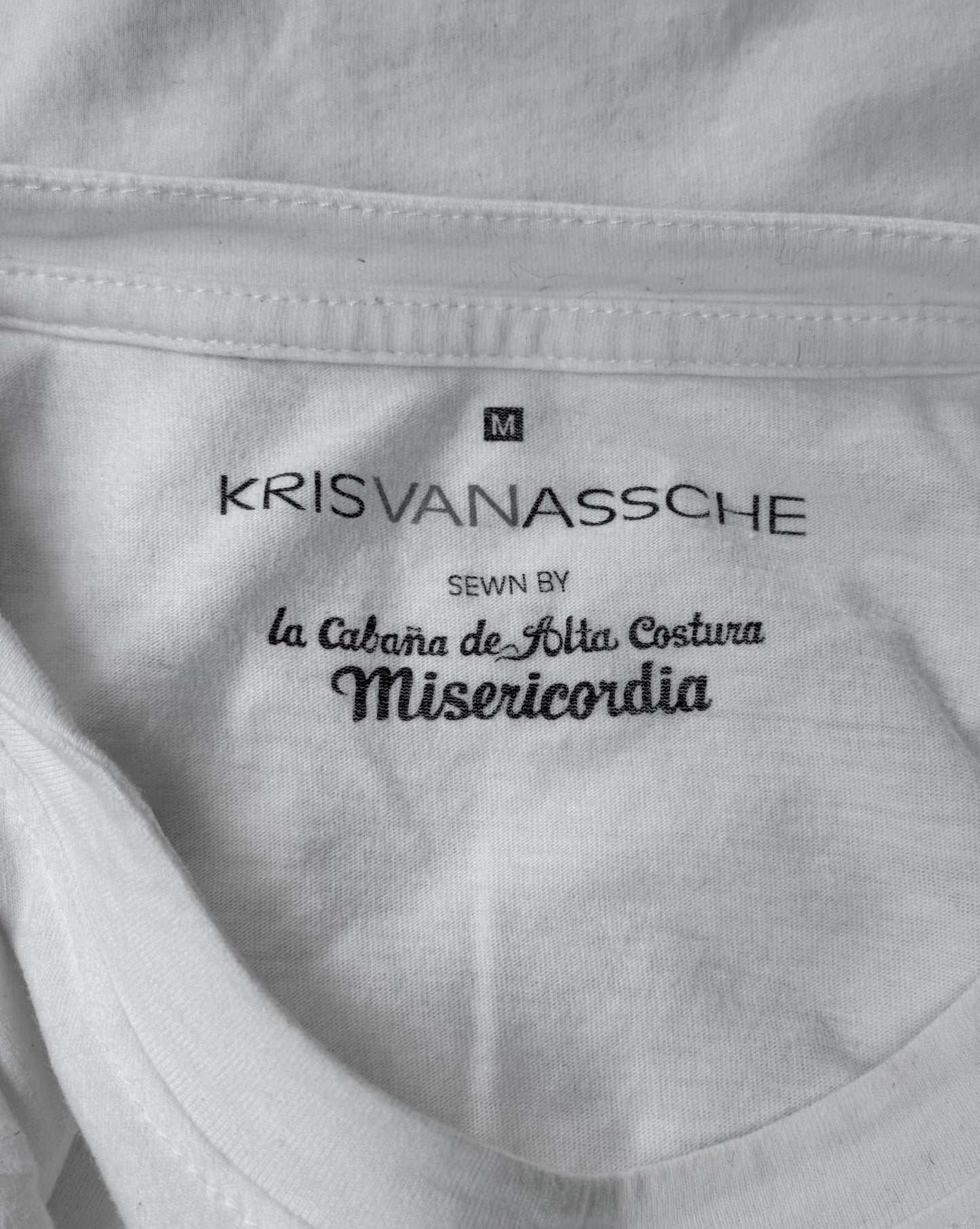 KRISVANASSCHE Early 00s White Abstract Graphic T-Shirt