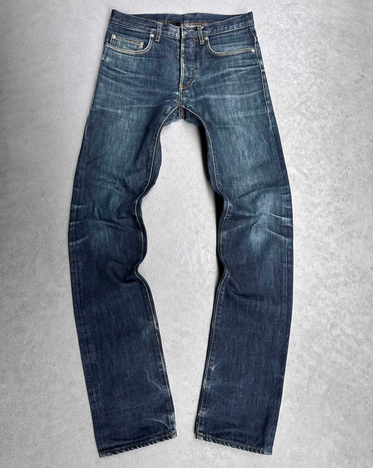 DIOR HOMME by Hedi Slimane Early 00s Blue Claw Mark Skinny Denim