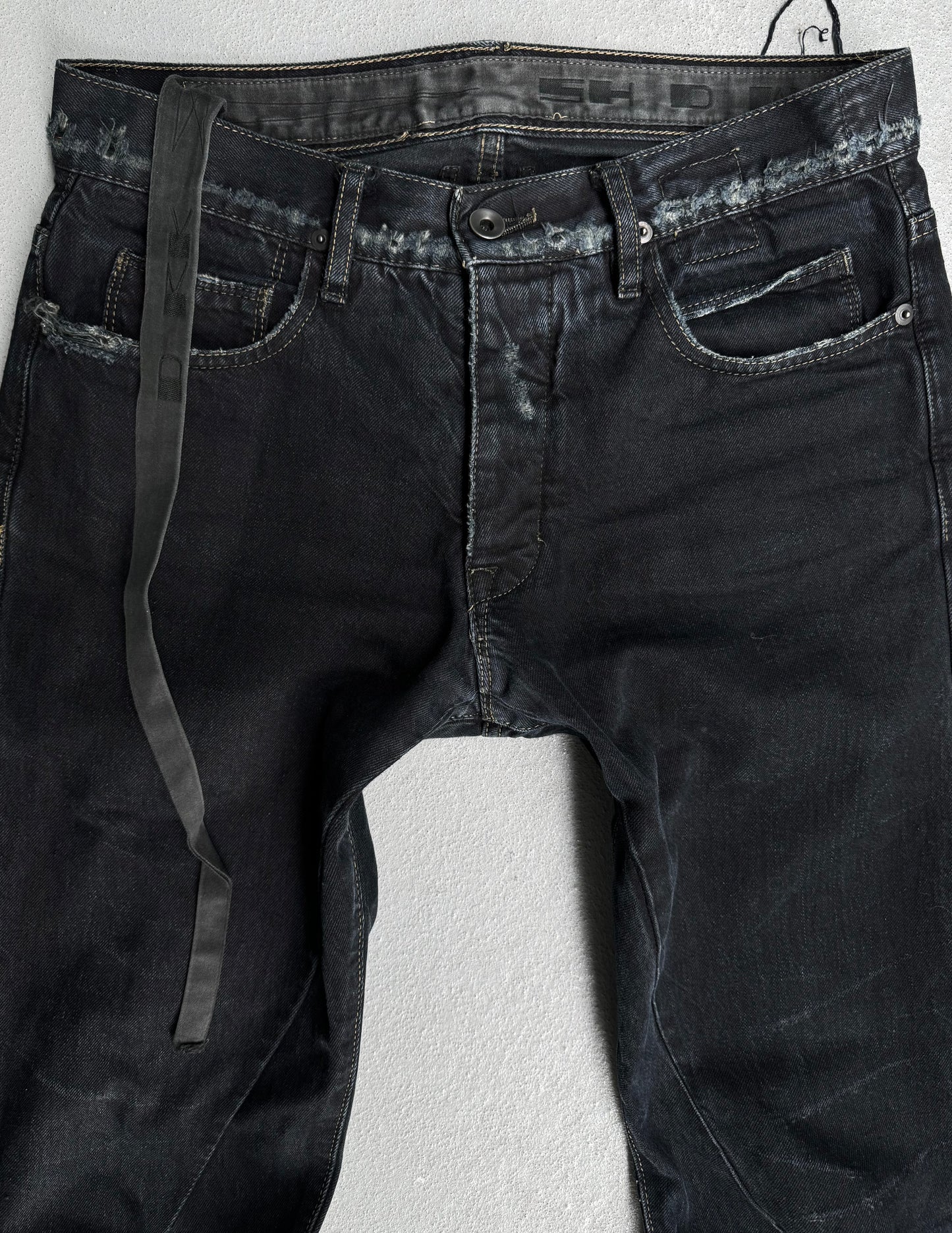 Rick Owens DRKSHDW AW07 “EXPLODER” Distressed Black ‘Detroit Cut’ Skinny Denim