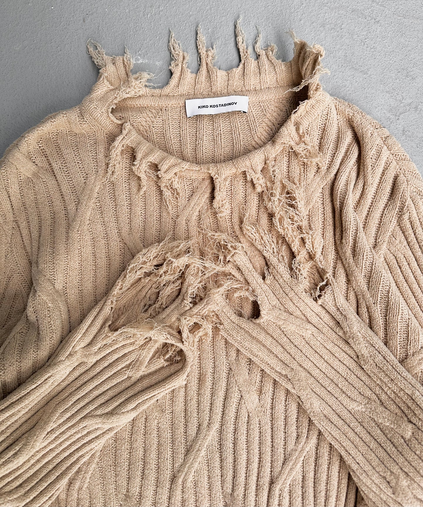 Kiko Kostadinov SS23 ‘ZLATYU’ Cedid Distressed Sweater