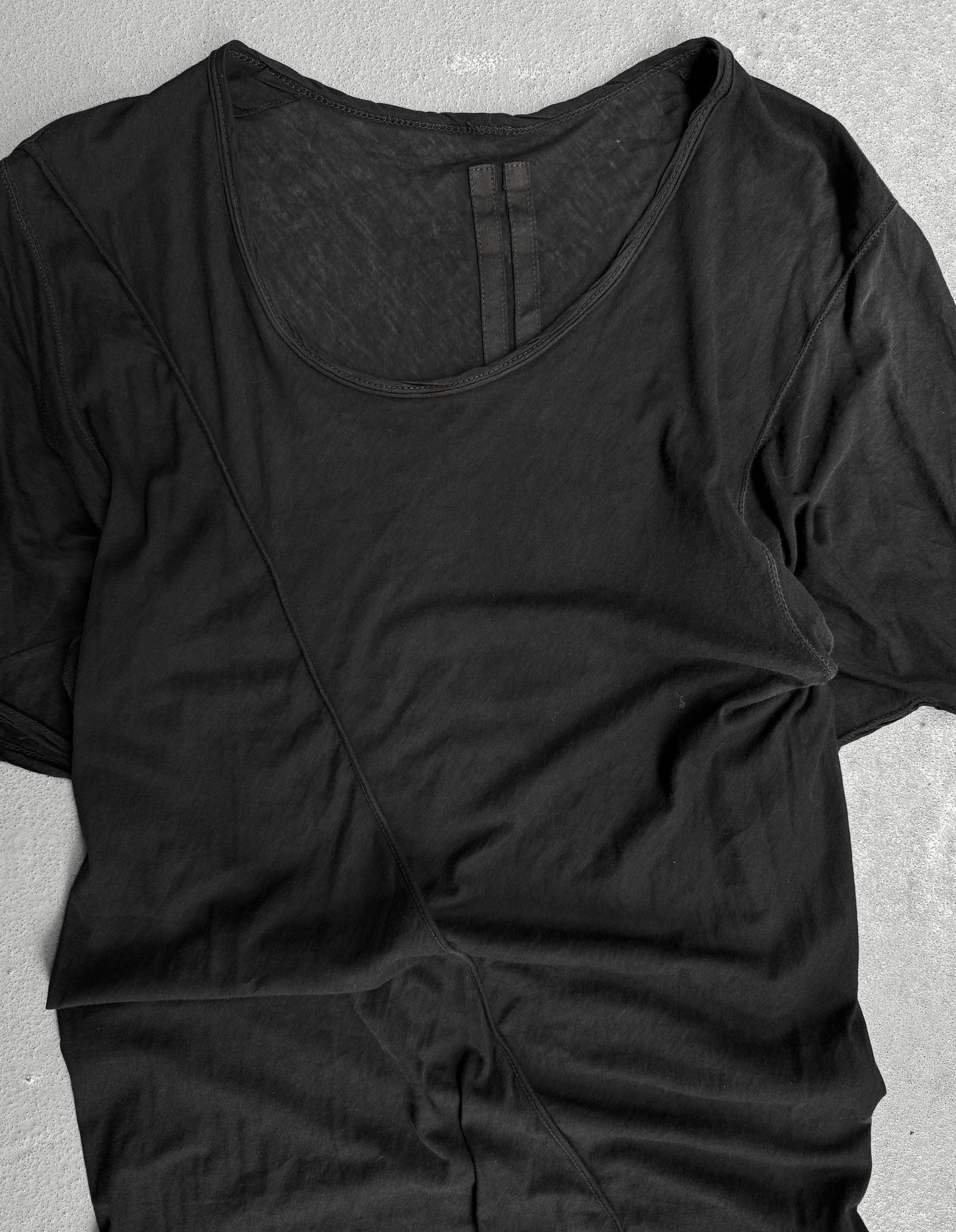 Rick Owens DRKSHDW Early 00s Black ‘Bias Cut’ Asymmetrical T-shirt