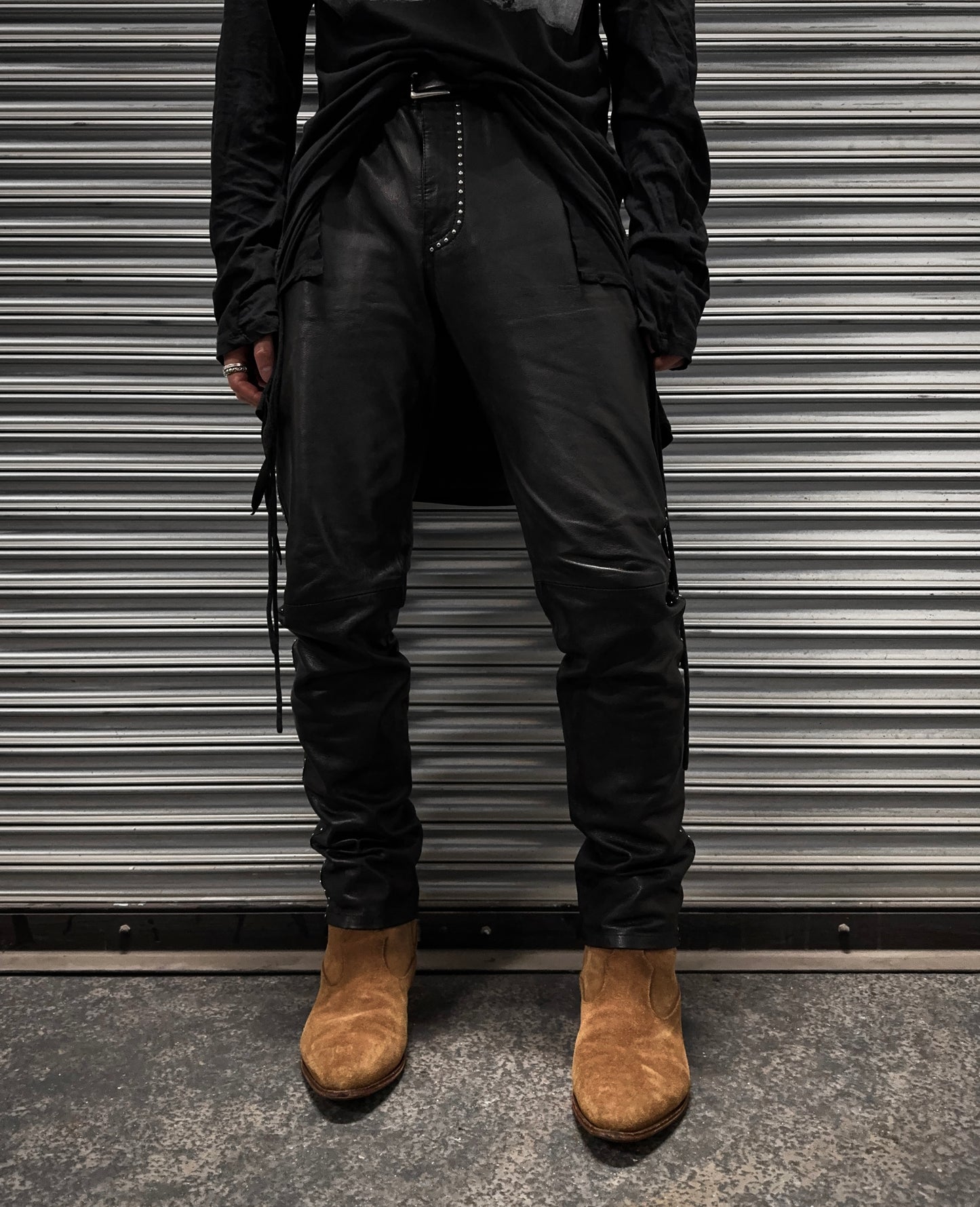 Saint Laurent Paris SS14 Studded Lambskin Leather Pants