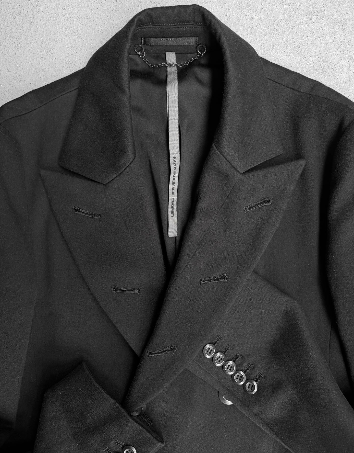 ATTACHMENT by Kazuyuki Kumagai Early 00s Double-breasted Brushed Wool Coat