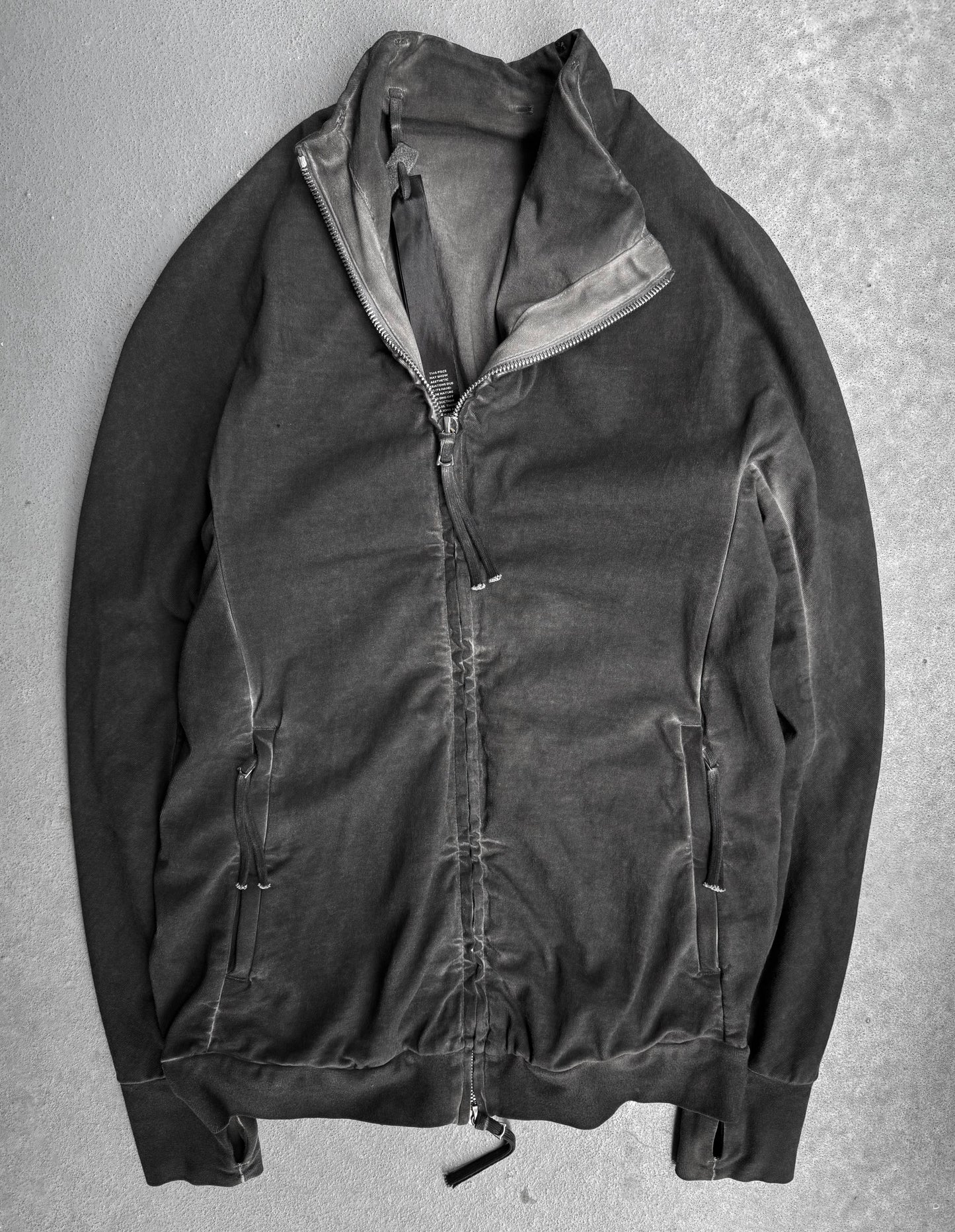 Boris Bidjan Saberi SS19 ‘ZIPPER1-FTO0003’ Dark Grey Resin-dyed Raglan Zip Jacket