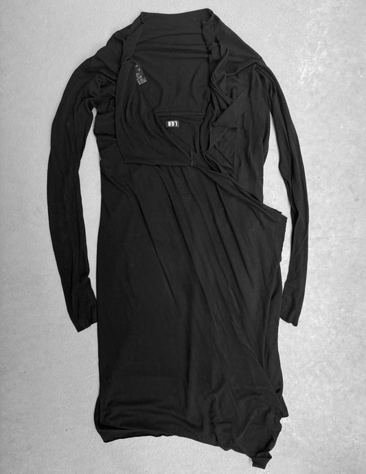 L.G.B. Early 00s Black Draped Cashmere-blend Cardigan